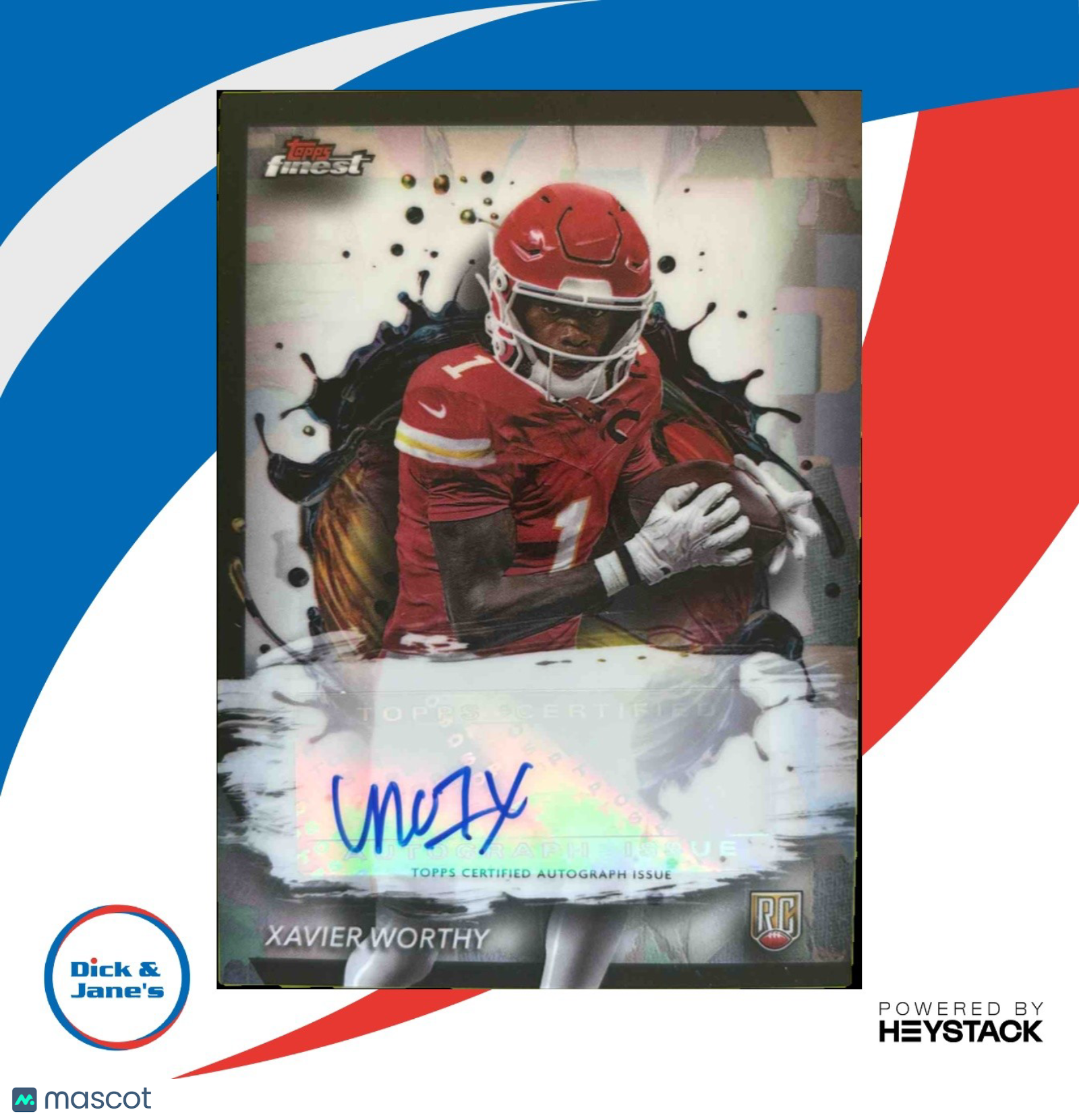 2024 Topps Finest Xavier Worthy Rookie Auto #RFA-XW RC Kansas City Chiefs