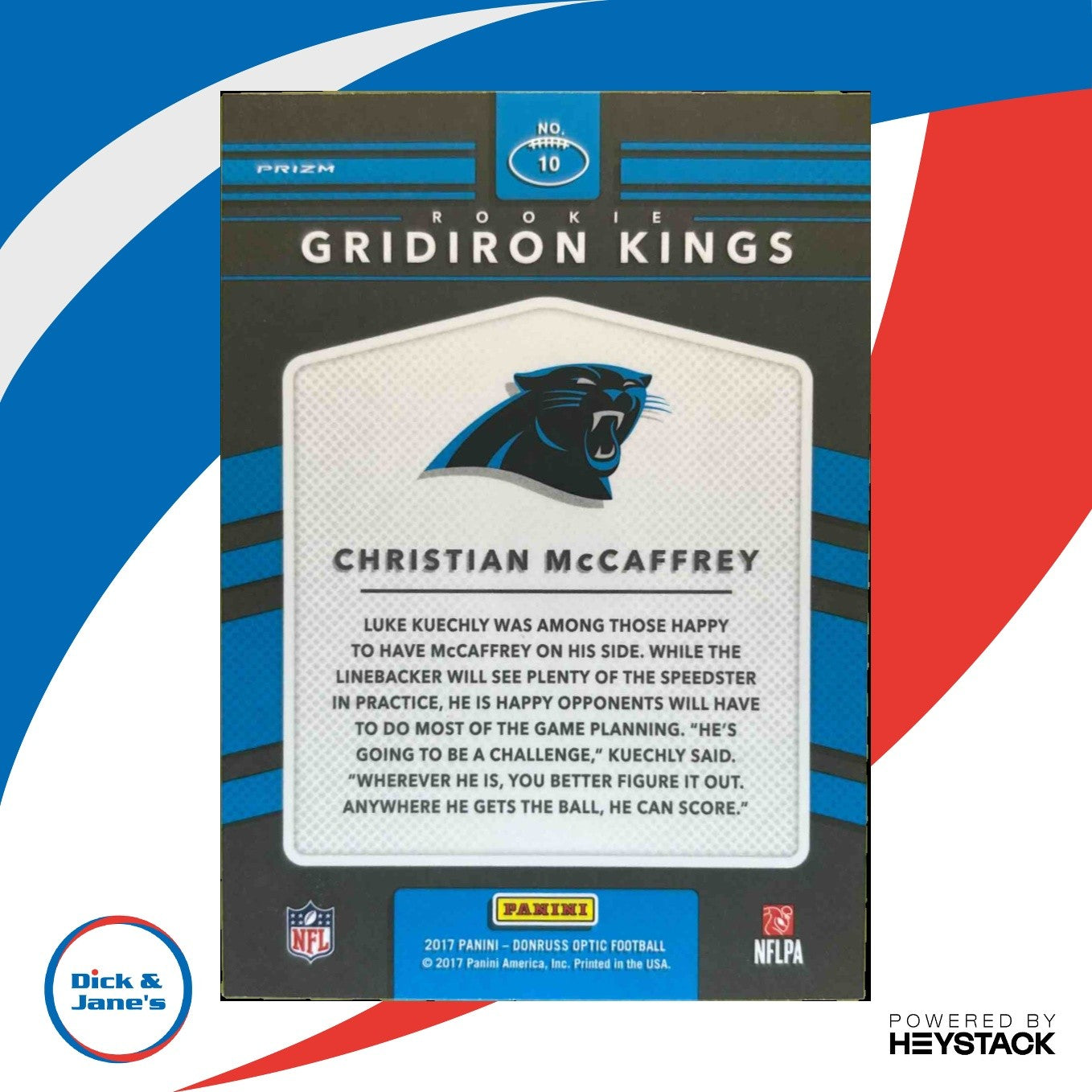 2017 Donruss Optic Christian McCaffrey Rookie Gridiron Kings Carolina Panthers