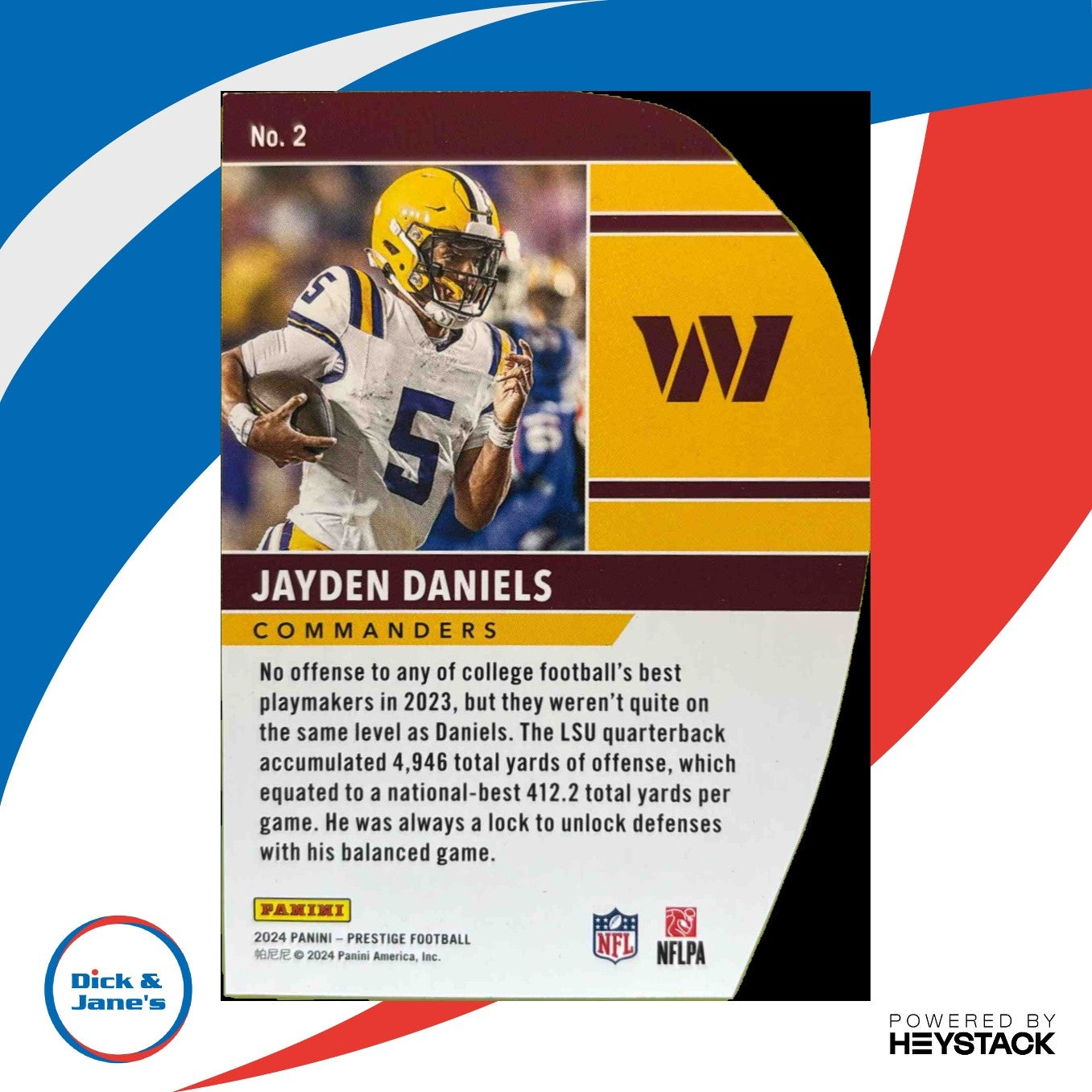 2024 Prestige Jayden Daniels Human Highlight Film Die Cut Washington Commanders