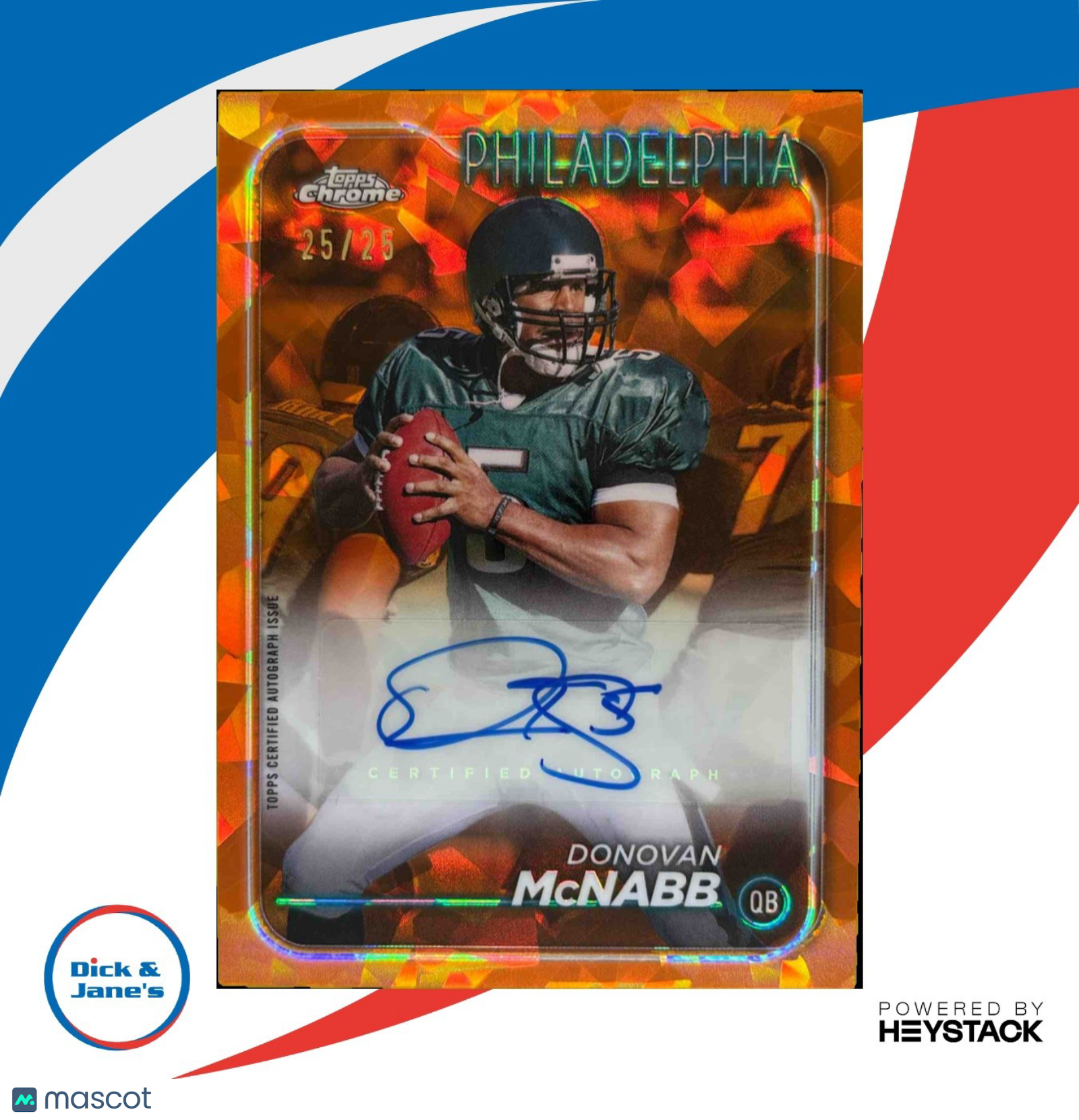 2024 Topps Chrome Sapphire Edition Donovan McNabb Auto Orange Refractor 25/25