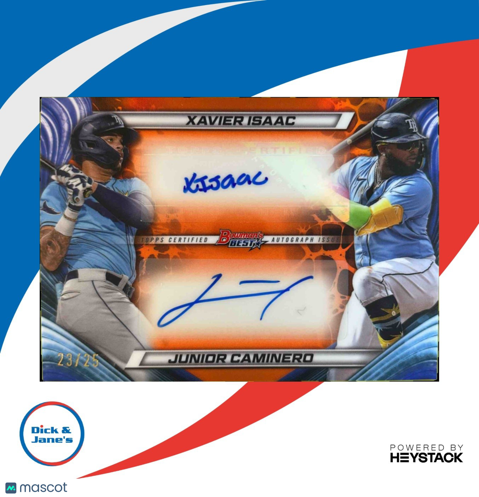 2024 Bowman's Best Xavier Isaac Junior Caminero Dual Auto Orange Refractor 23/25