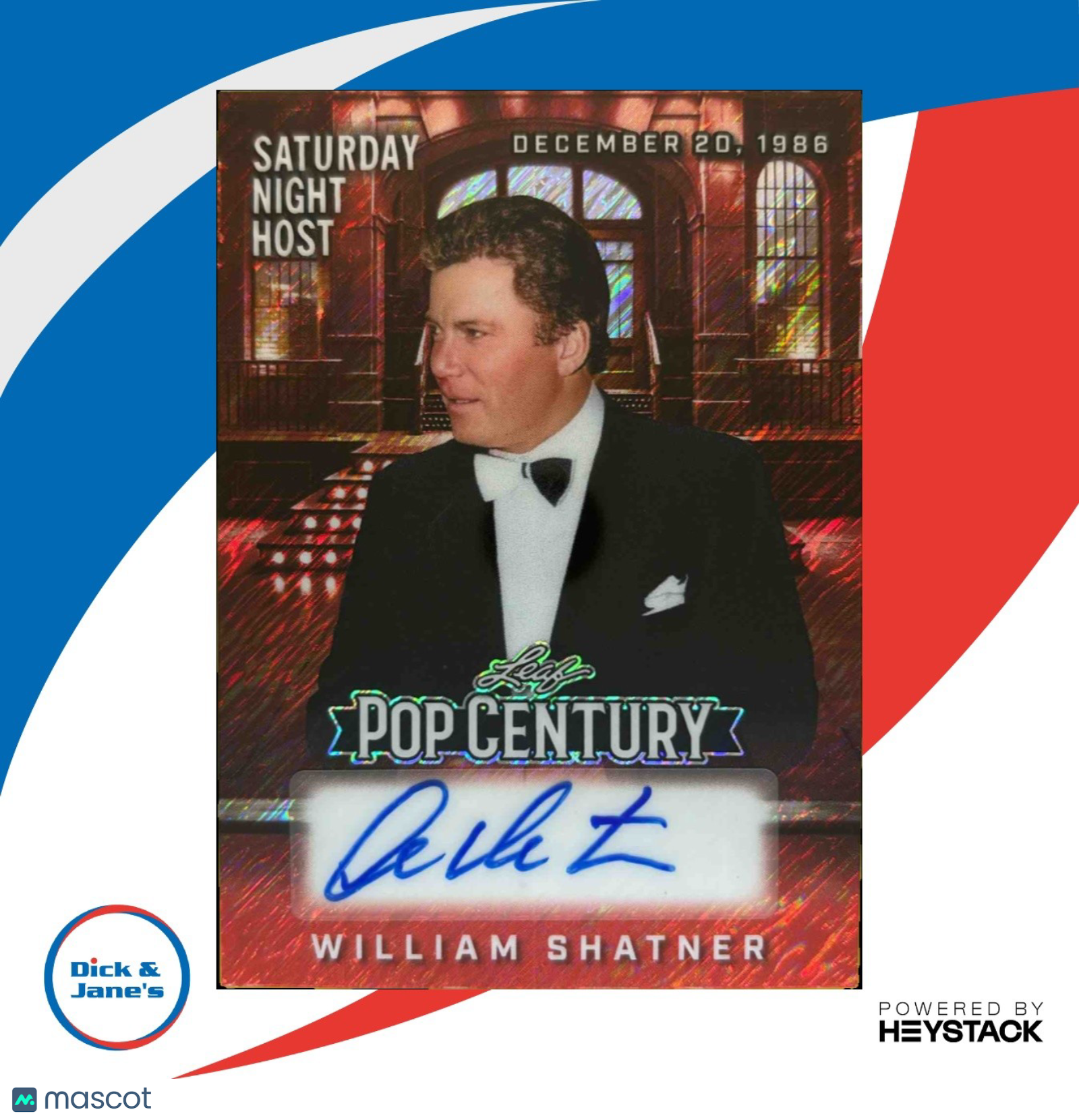 2025 Leaf Metal Pop Century William Shatner Auto Diagonal Shimmer Red /2 #BA-WS1