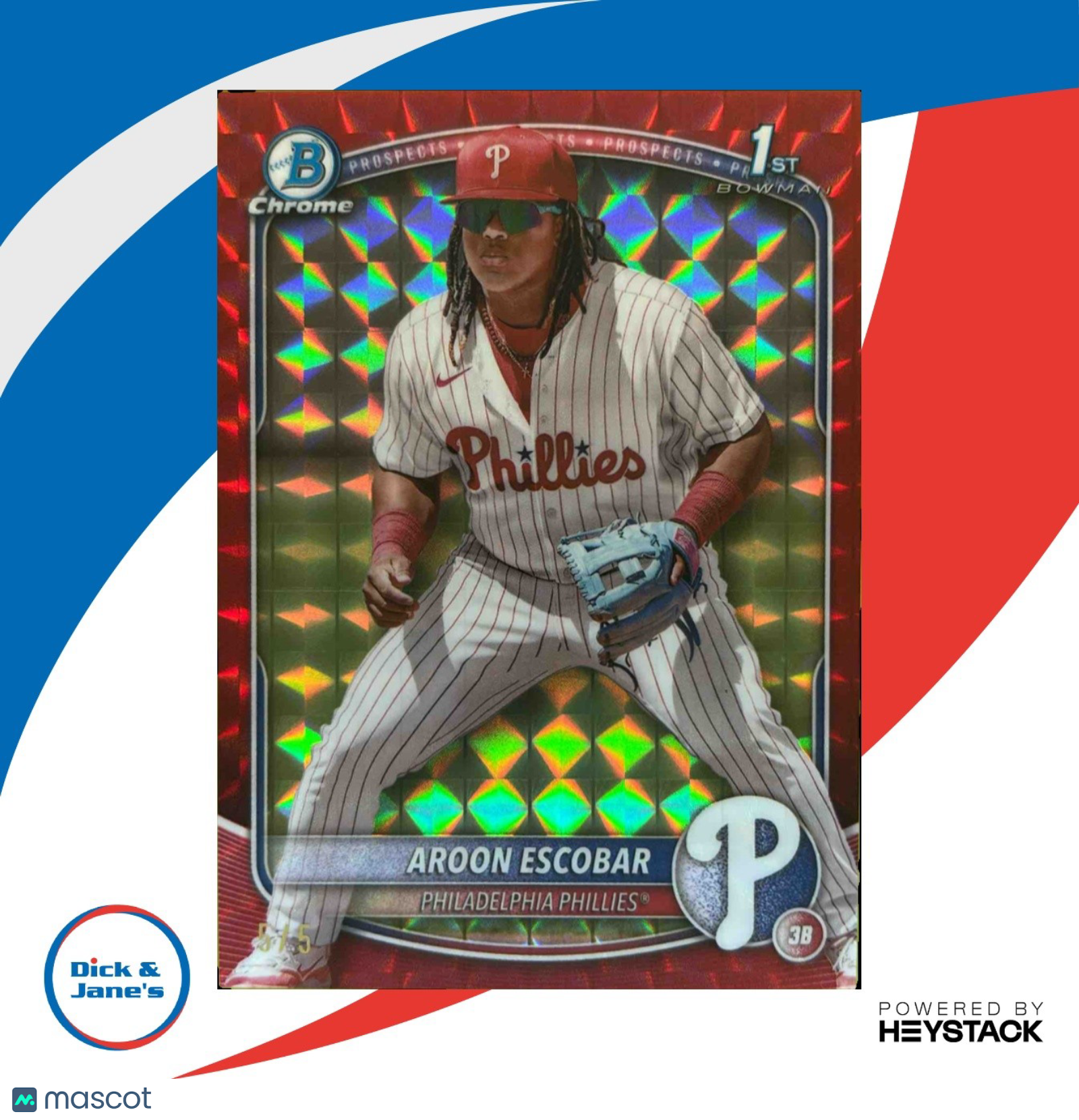 2025 Bowman Aroon Escobar Chrome Prospects Red Geometric Refractor 5/5 #BCP-65