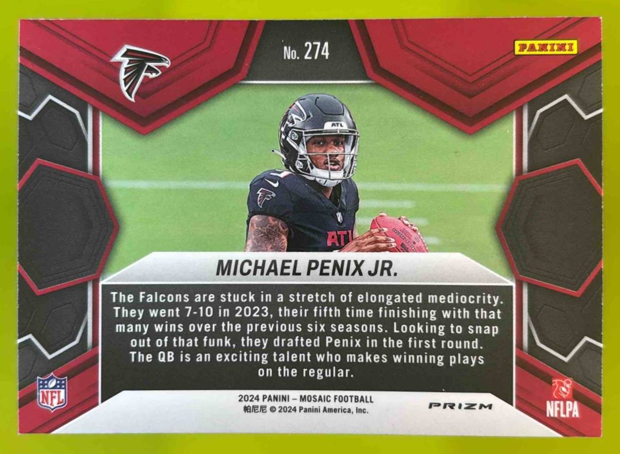 2024 Mosaic Michael Penix Jr. Camo Pink Prizm #274 RC NFL Debut Atlanta Falcons