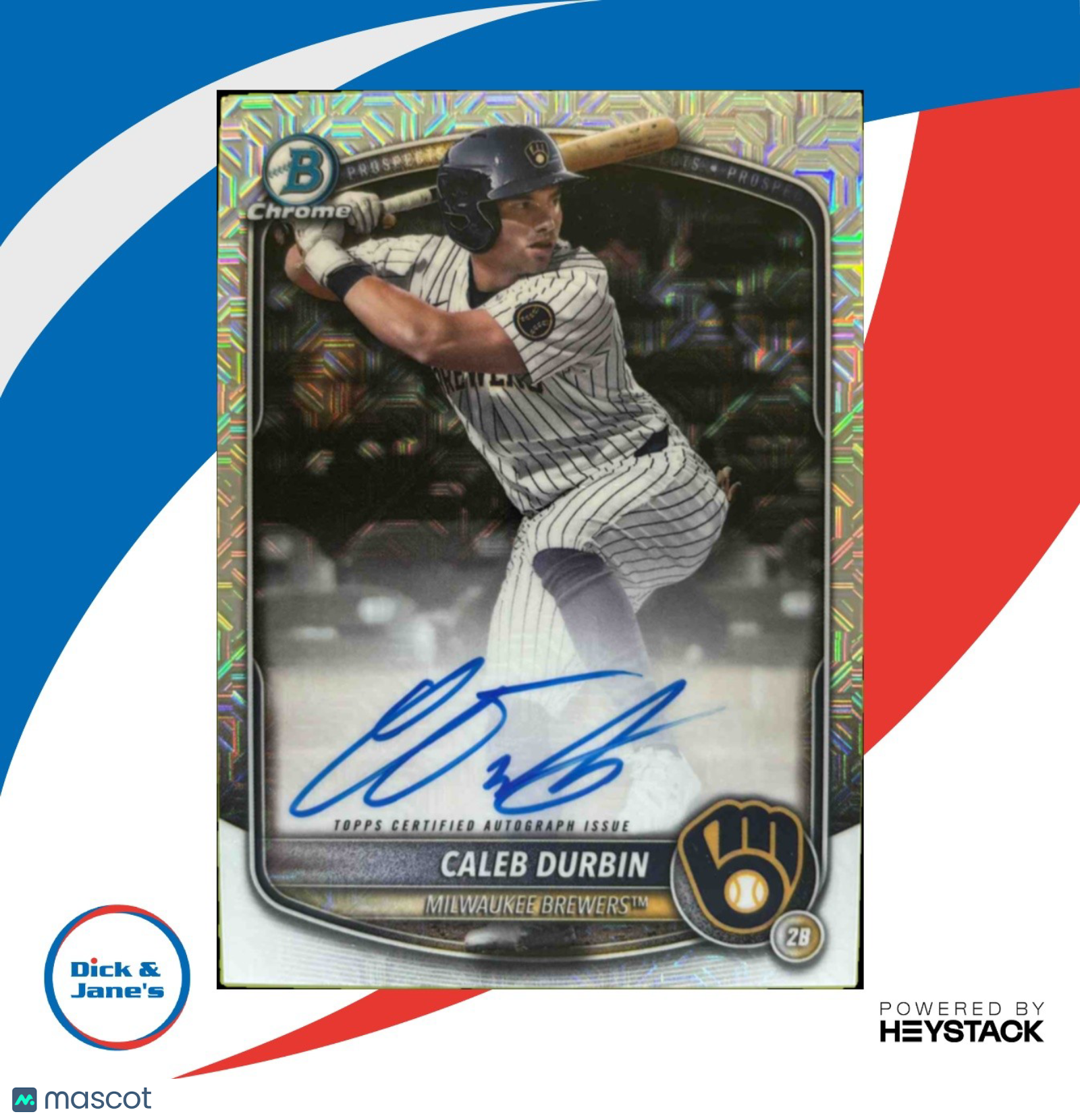 2025 Bowman Caleb Durbin Chrome Prospect Auto Mega Box Refractor #BMA-CDU
