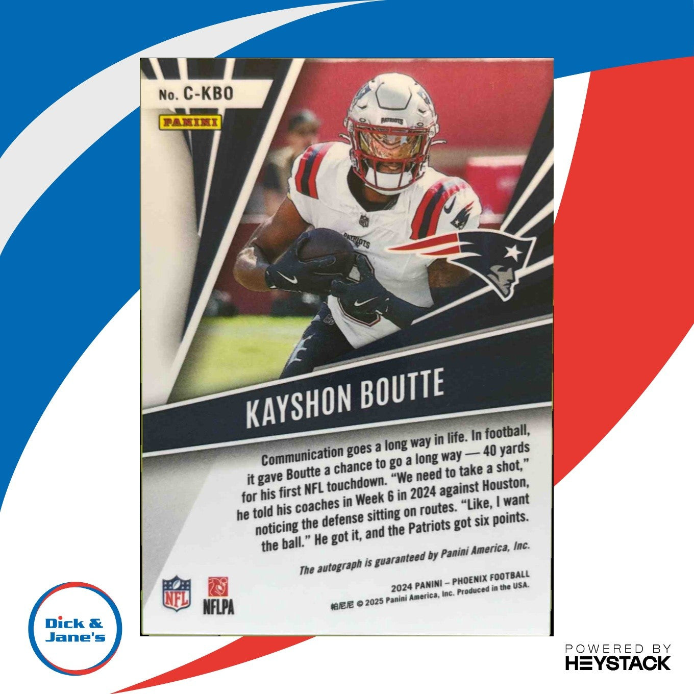 2024 Panini Phoenix Kayshon Boutte Calligraphy #C-KBO Auto Patriots