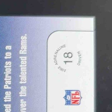 2002 Pacific Adrenaline Tom Brady Driven #18 New England Patriots