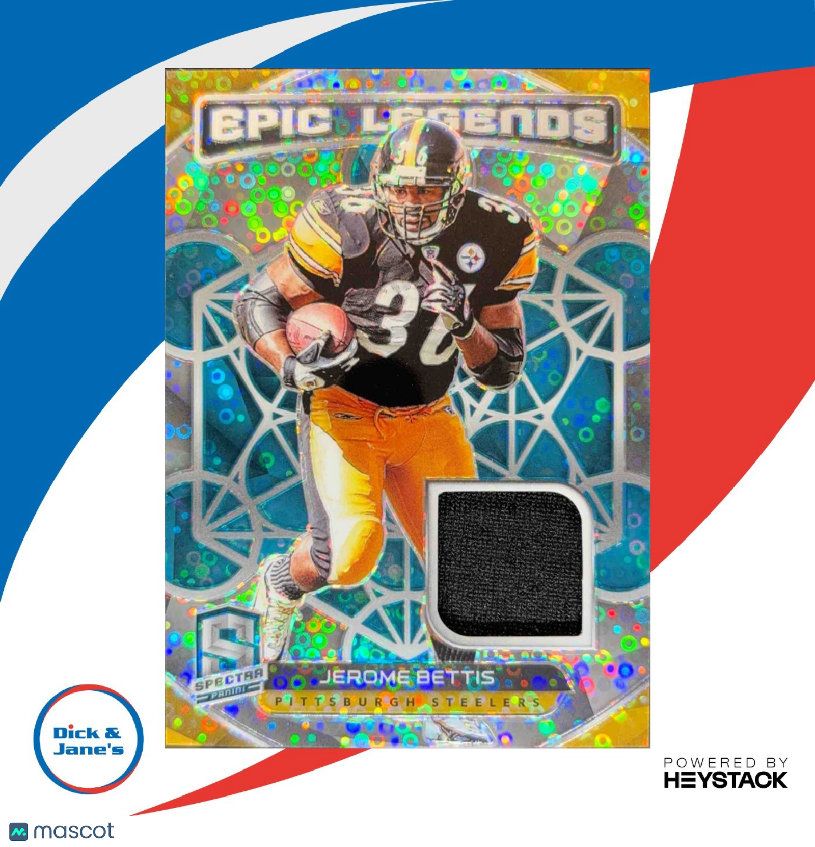 2020 Spectra Jerome Bettis Epic Legends Materials Neon Blue /50 Steelers