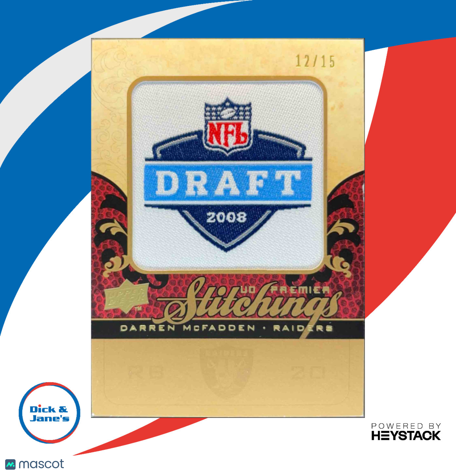 2008 Upper Deck Premier Darren McFadden Stitchings Gold /15 RC Oakland Raiders