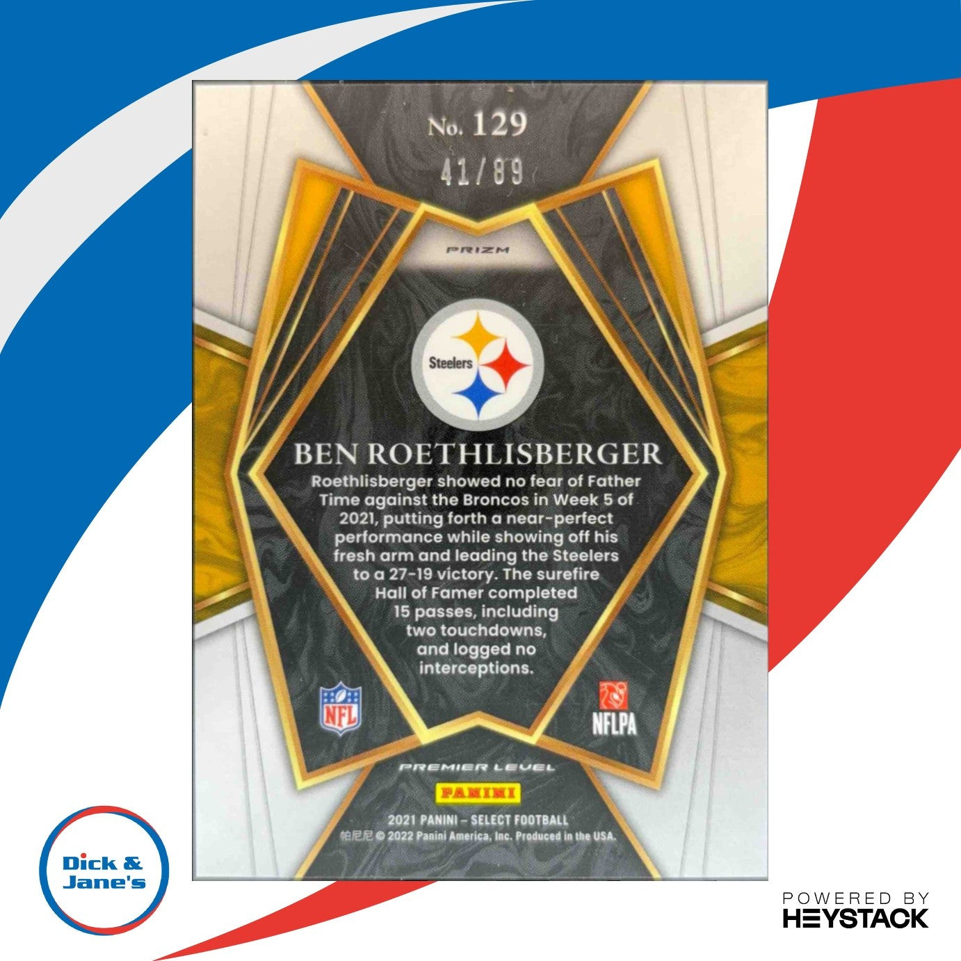2021 Select Ben Roethlisberger Dragon Scale Prizm 41/89 #129 Pittsburgh Steelers