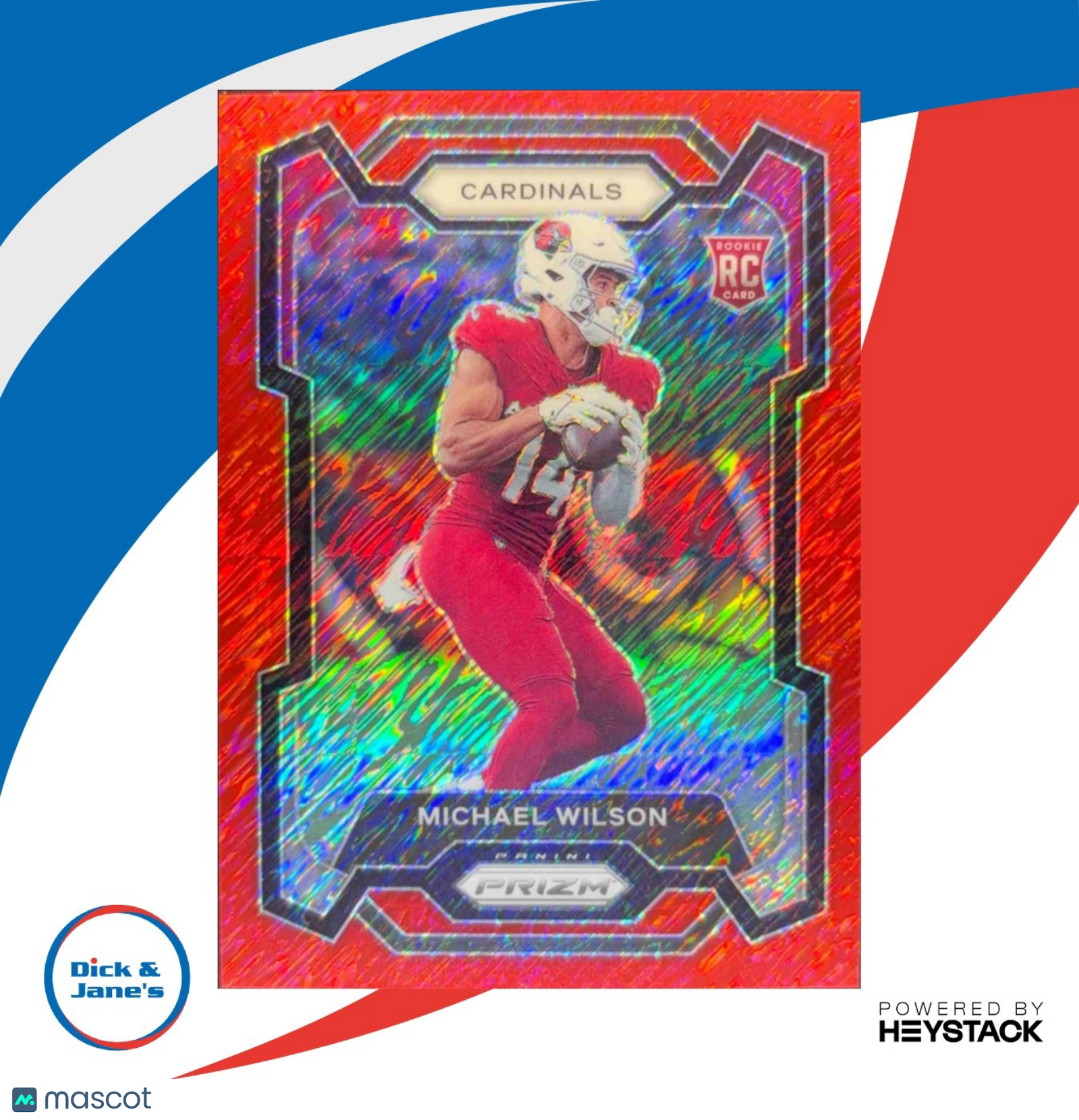 2023 Panini Prizm Michael Wilson Red Shimmer 13/35 #303 RC Arizona Cardinals