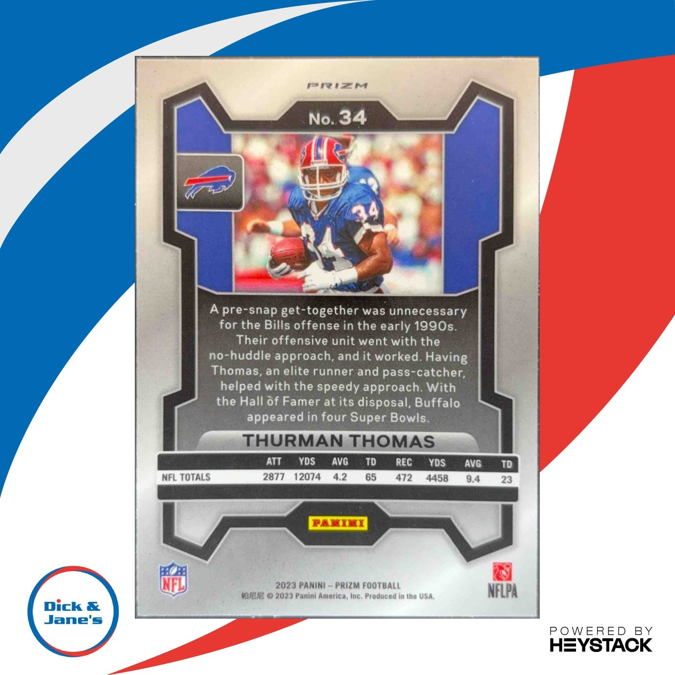 2023 Panini Prizm Thurman Thomas Red Sparkle #34 Buffalo Bills