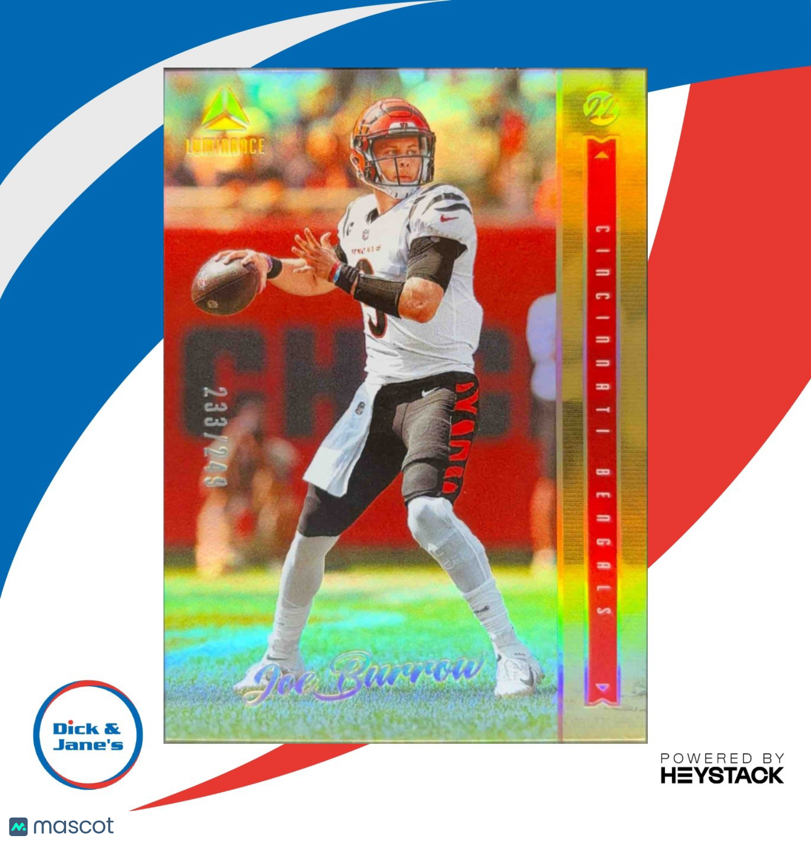 2022 Panini Luminance Joe Burrow Gold 233/249 #13 Cincinnati Bengals