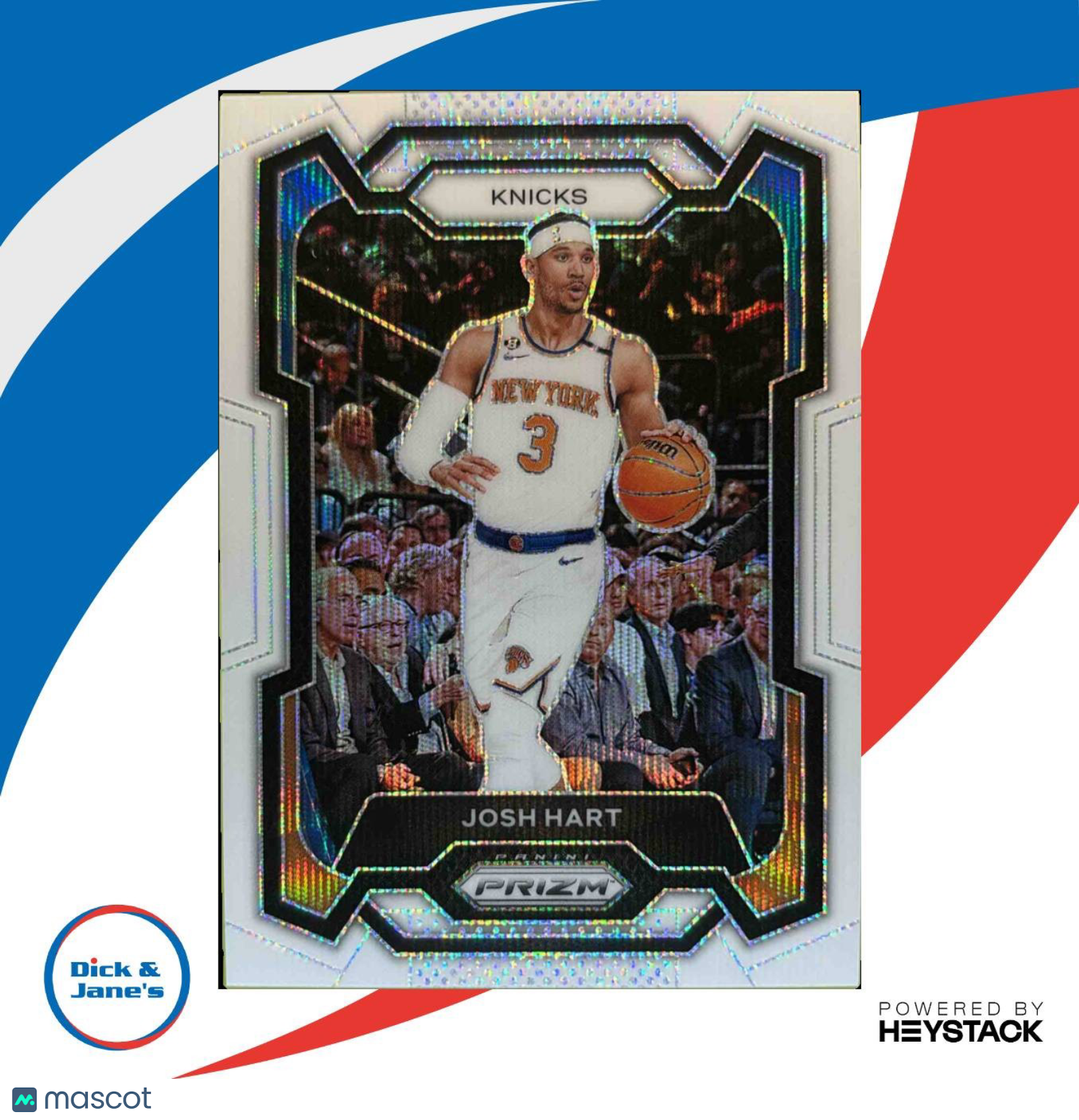 2023-24 Panini Prizm Josh Hart Prizms White Wave 27/38 #260 New York Knicks
