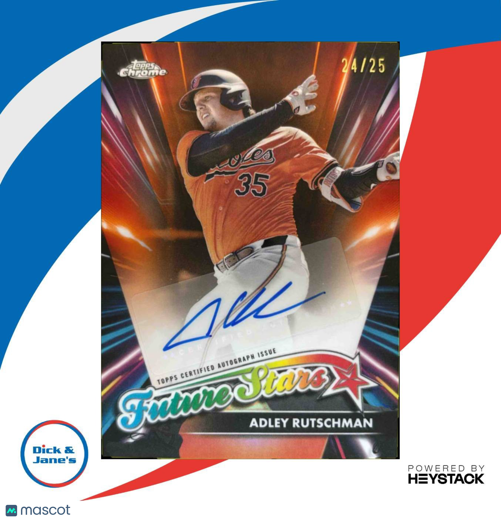 2024 Topps Chrome Update Adley Rutschman Future Stars Auto Orange Refractor /25