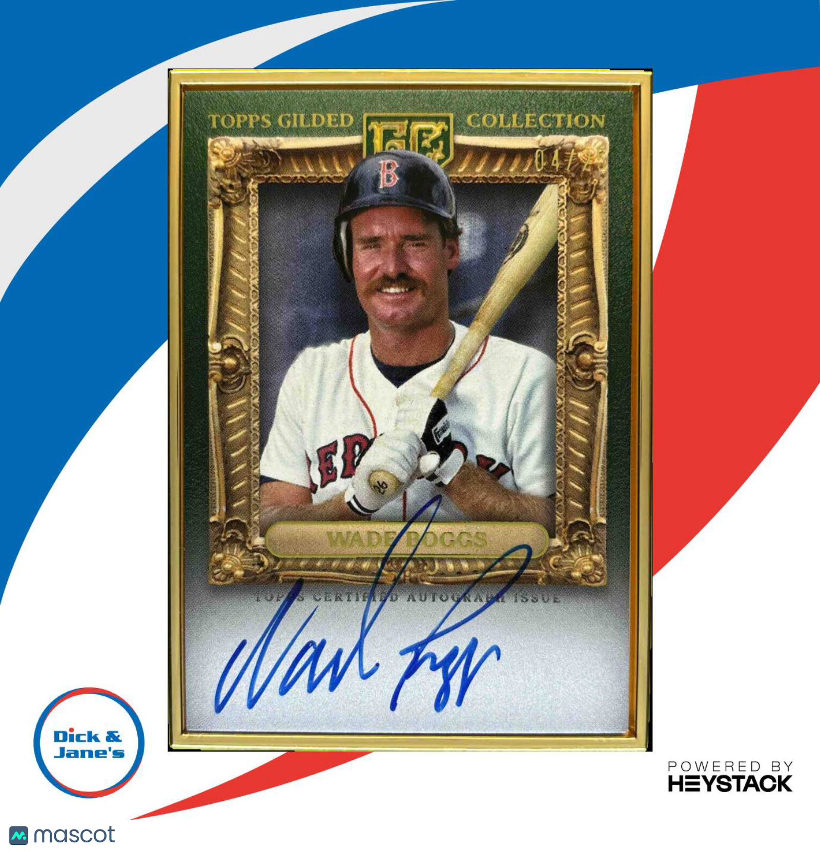 2024 Topps Gilded Collection Wade Boggs Gold Framed Hall of Fame Auto Emerald/25