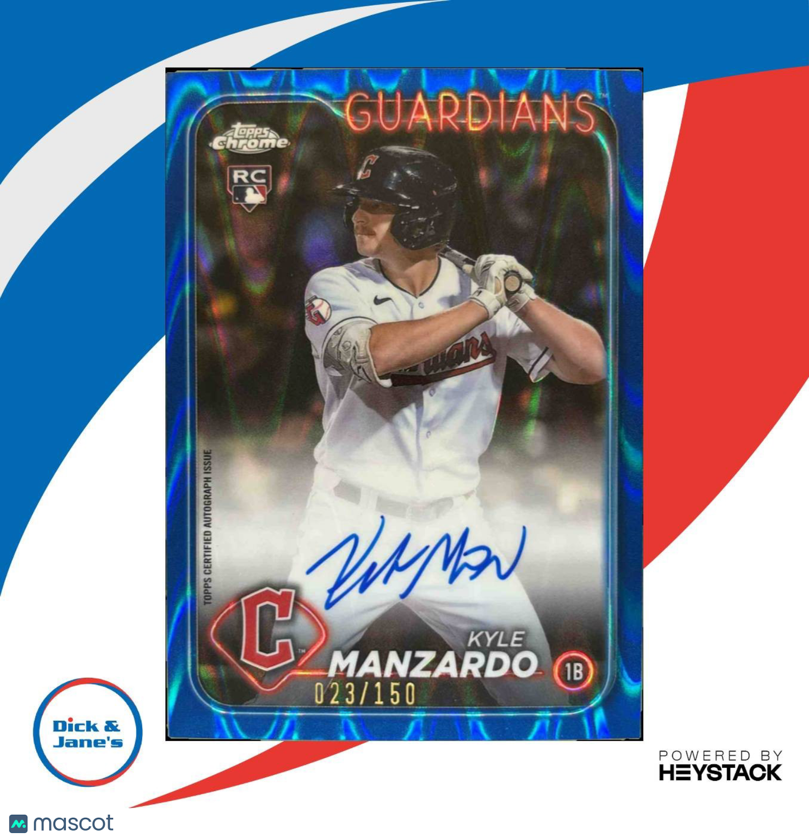 2024 Topps Chrome Update Kyle Manzardo Auto Blue RayWave Refractor 23/150 RC