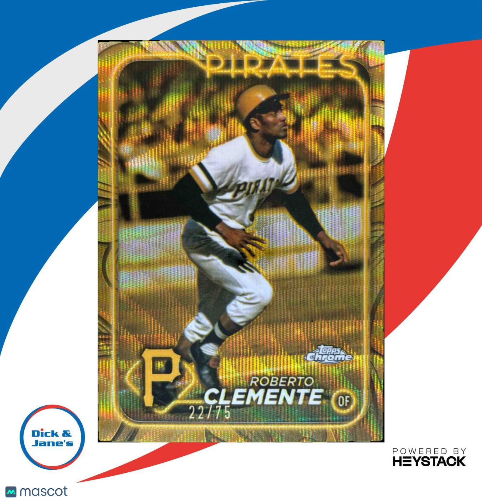 2024 Topps Gilded Collection Roberto Clemente Gold Wave Refractor 22/75 Pirates