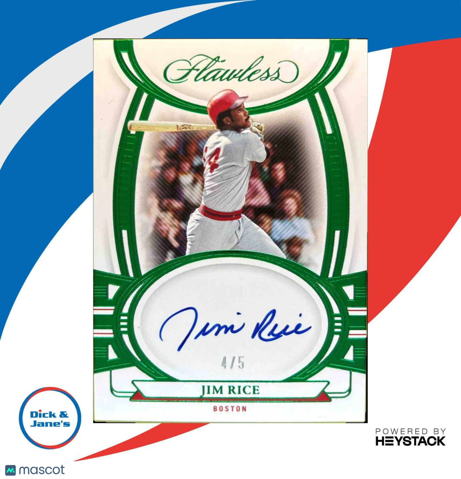 2023 Panini Flawless Jim Rice Signatures Emerald /5 #FS-JR Auto Boston Red Sox