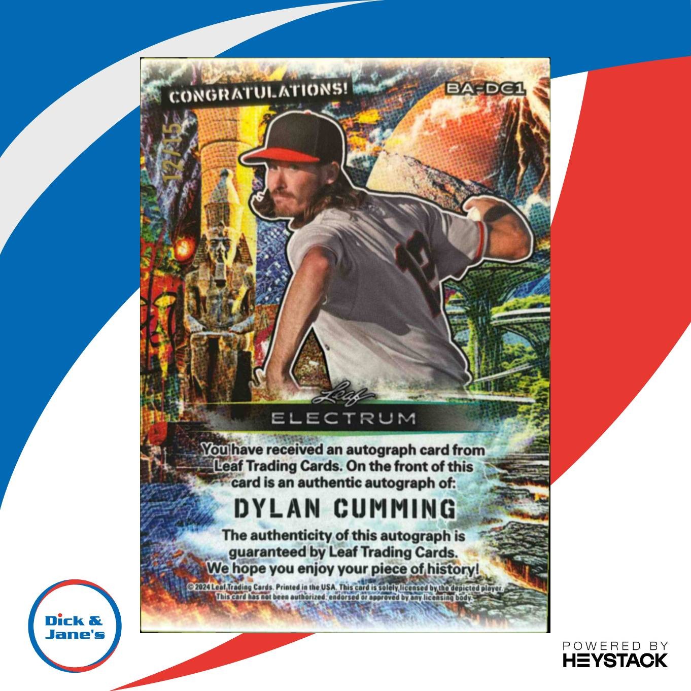 2024 Leaf Electrum Dylan Cumming Auto Green 12/15 #BA-DC1