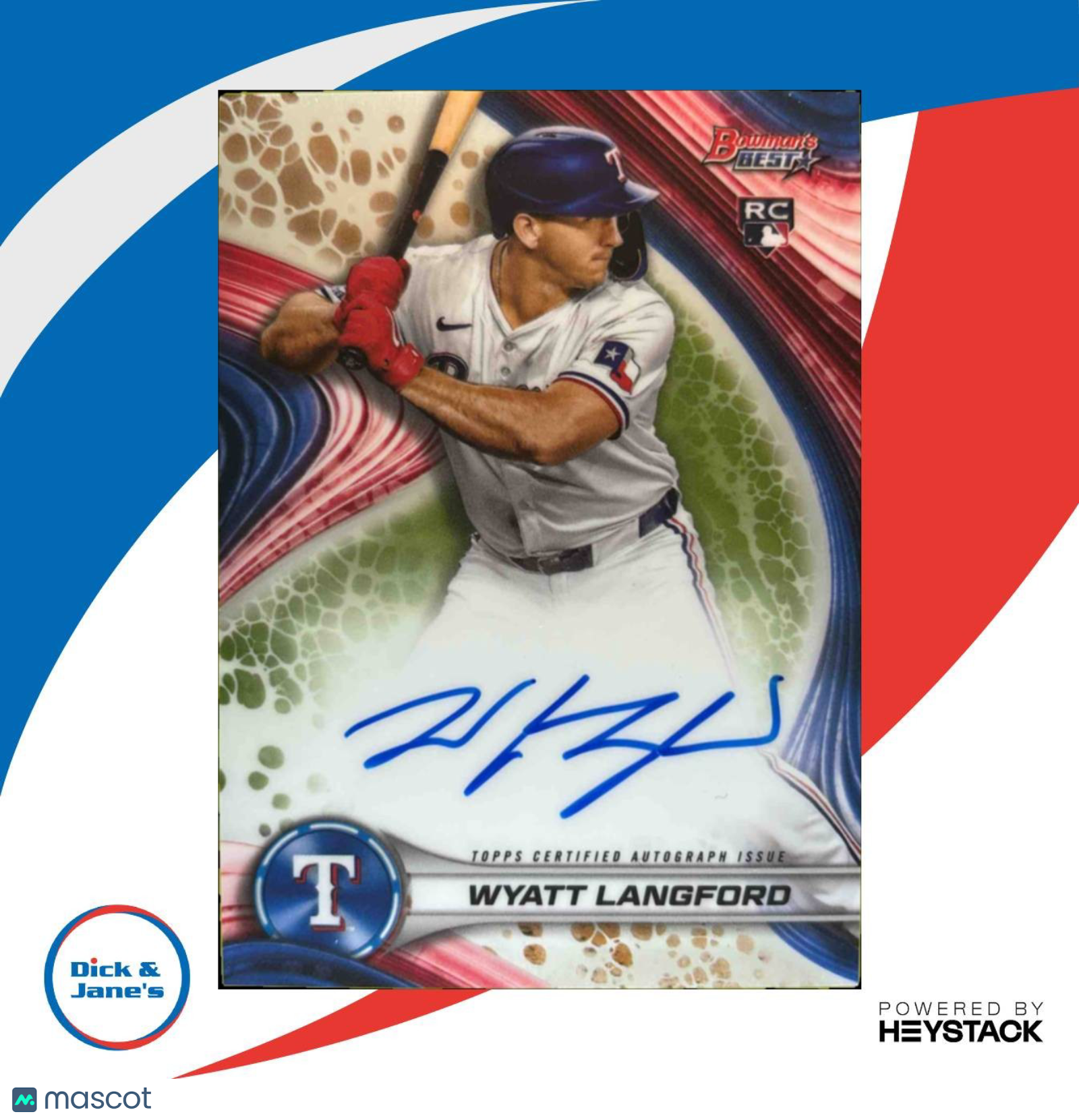 2024 Bowman's Best Wyatt Langford Best of Auto #B24-WL RC Texas Rangers