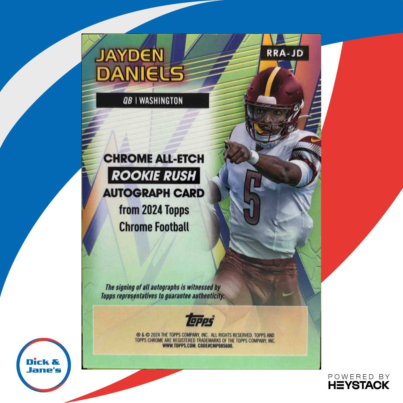 2024 Topps Chrome Jayden Daniels All-Etch Rookie Rush Auto Blue Refractor 59/150