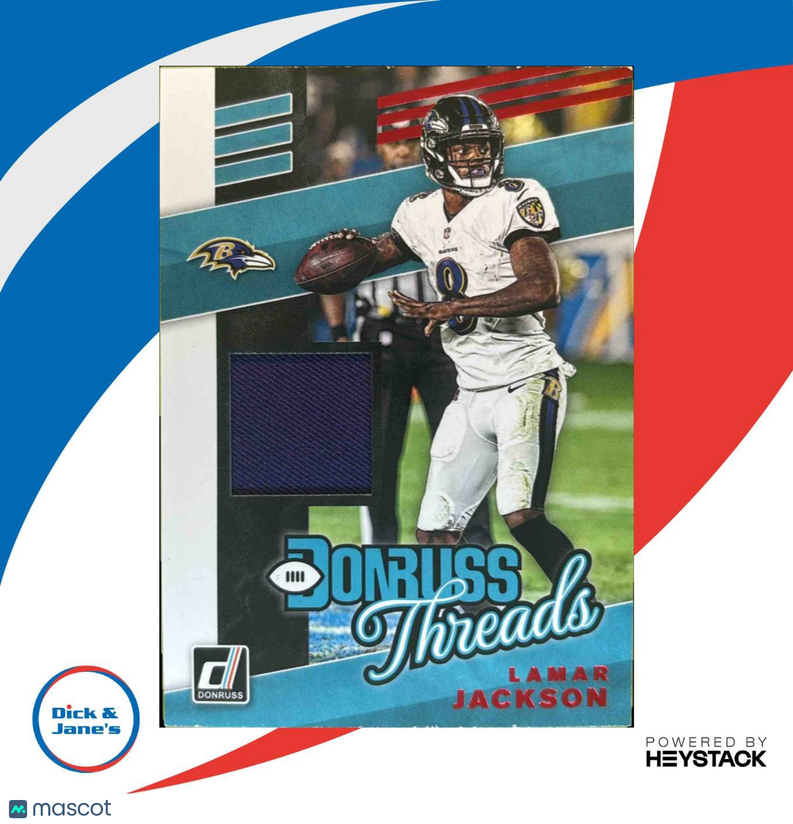 2019 Panini Donruss Lamar Jackson Threads Red #T-7 Baltimore Ravens