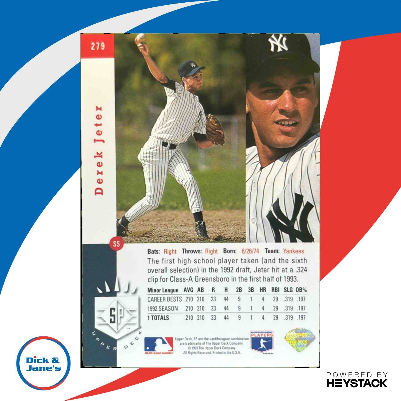 1993 SP #279 Derek Jeter RC - New York Yankees Rookie Card