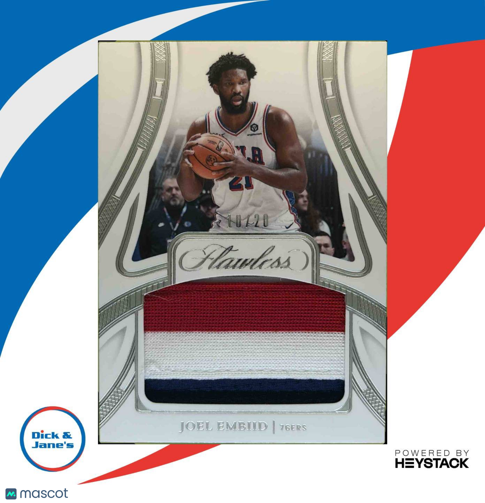 2023-24 Panini Flawless Joel Embiid Patches 10/20 #PAT-EMB MEM 76ers