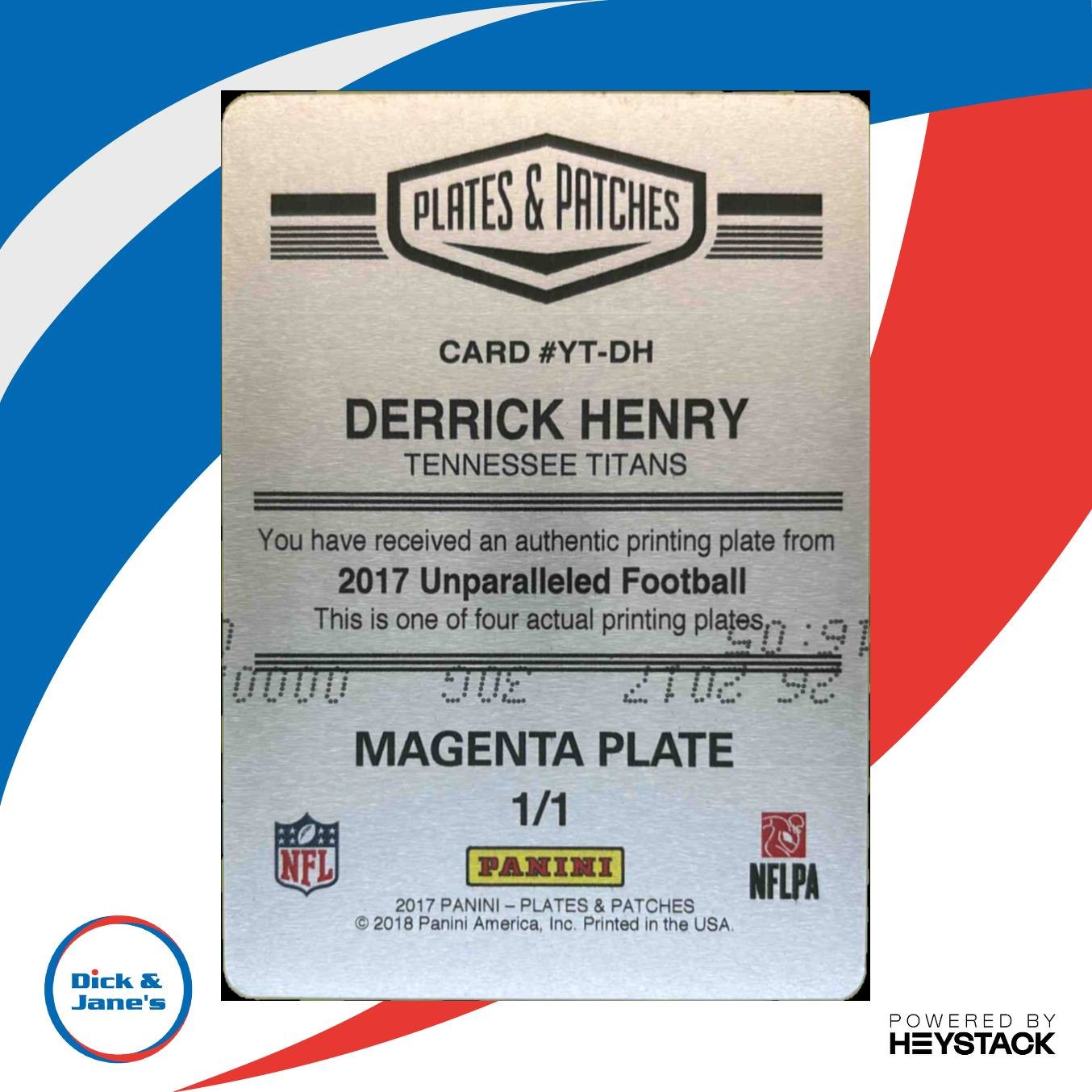 2018 Plates & Patches Derrick Henry '17 NT Colossal Materials Printing Black 1/1