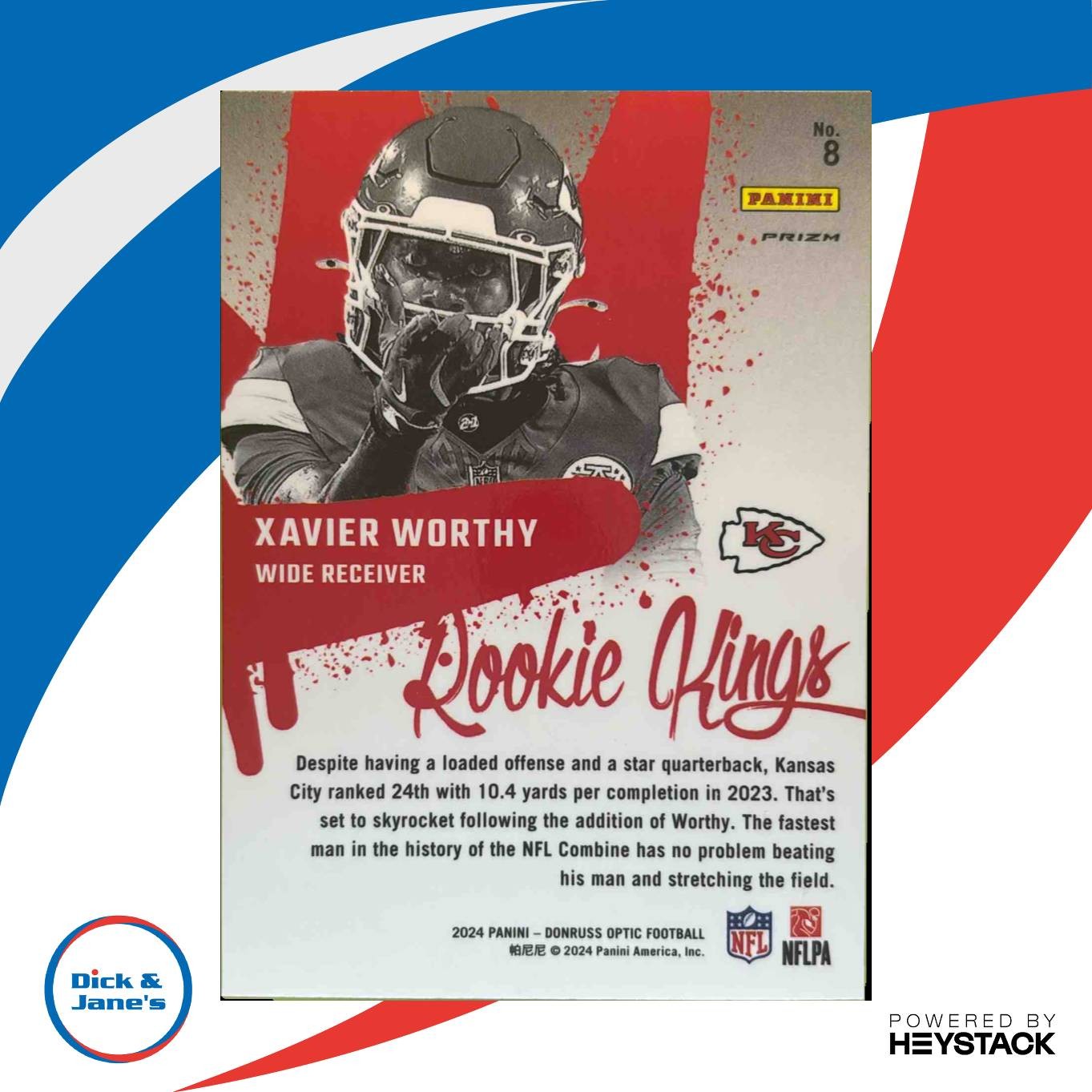 2024 Panini Donruss Optic Xavier Worthy Rookie Kings #8 RC Kansas City Chiefs