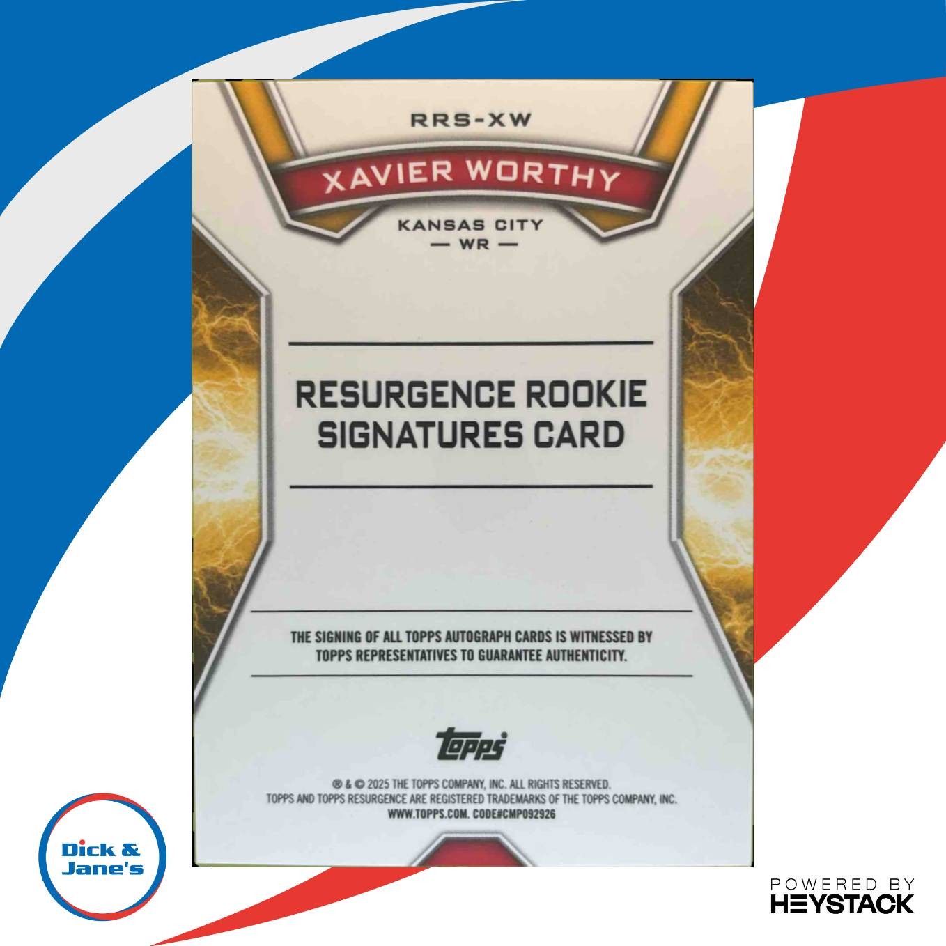 2024 Topps Resurgence Xavier Worthy Rookie Signature RC Auto Kansas City Chiefs