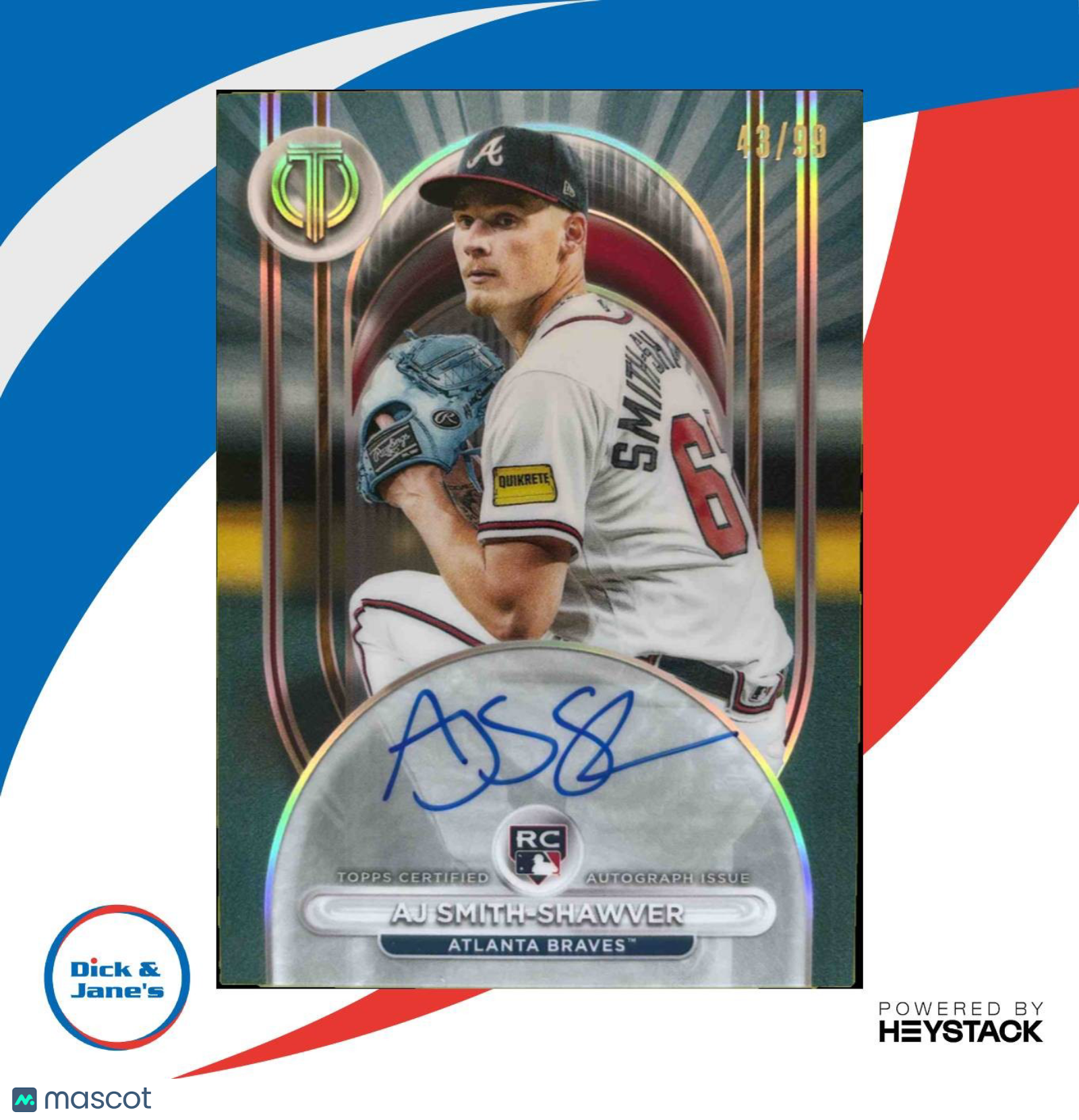 2024 Topps Tribute AJ Smith-Shawver League Inauguration Auto /99 Atlanta Rookie