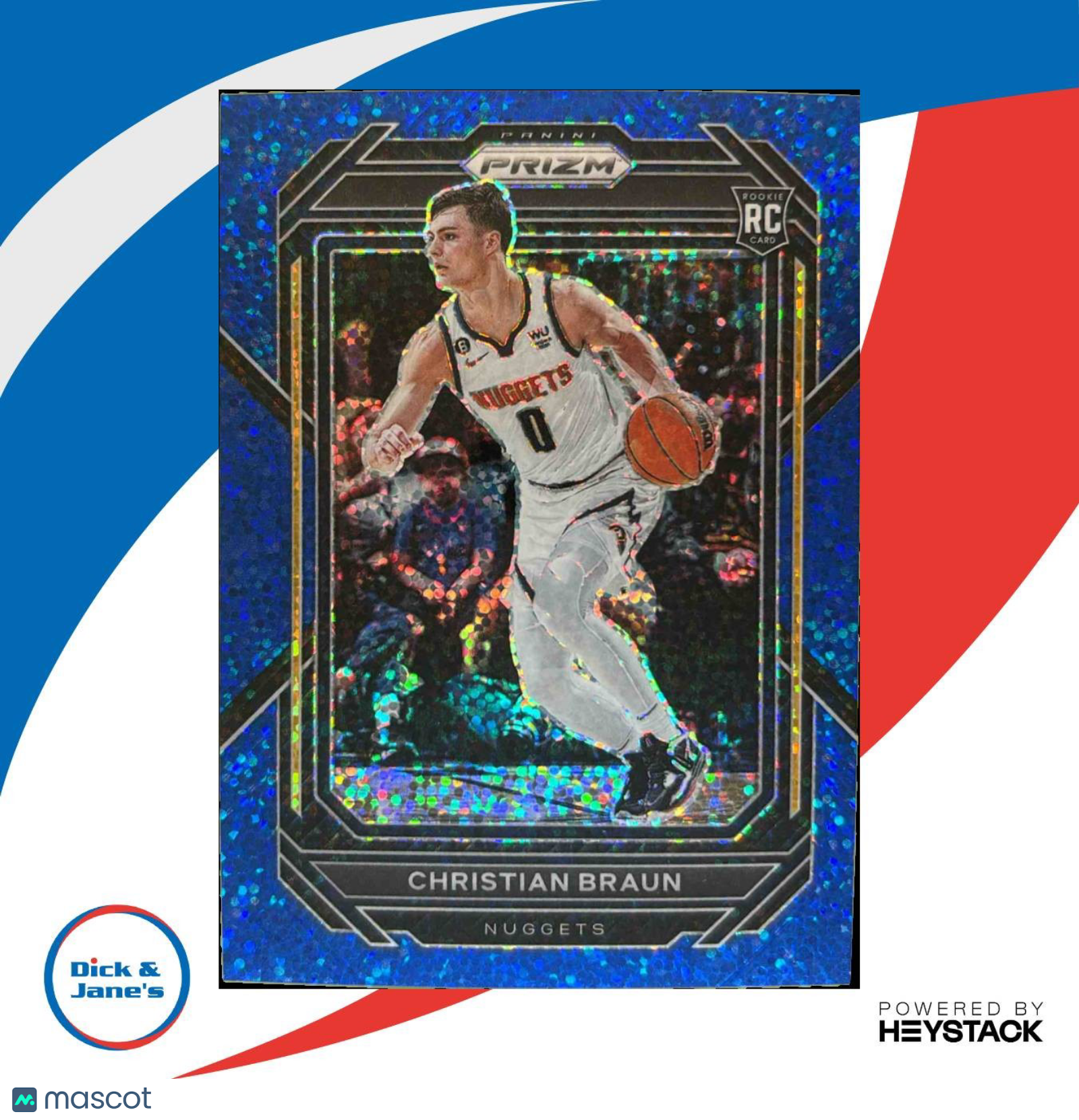 2022-23 Prizm Christian Braun Prizms Blue Sparkle 26/144 #223 RC Denver Nuggets