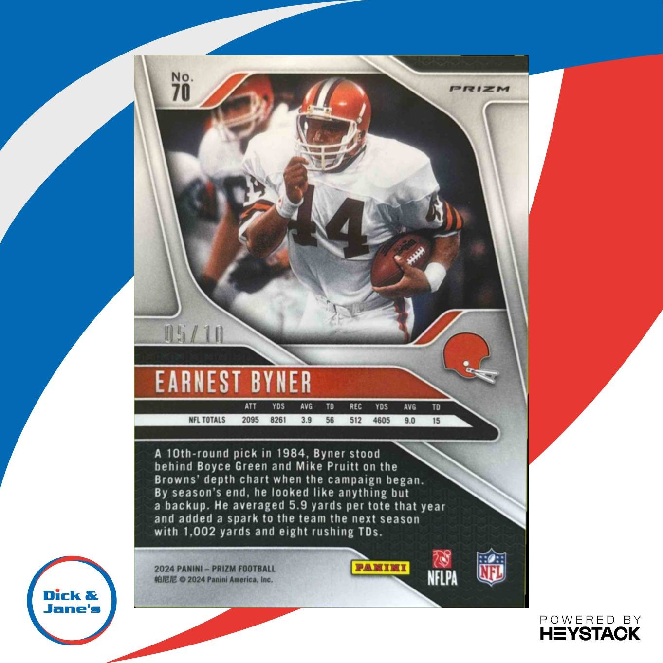 2024 Panini Prizm Deca Earnest Byner Gold 5/10 #74 Cleveland Browns