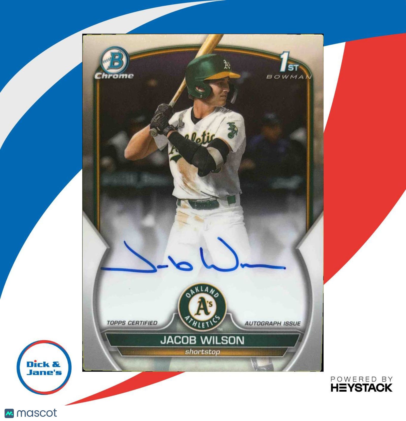2023 Bowman Draft Jacob Wilson Chrome Auto JWI 1st Prospect Oakland Athletics