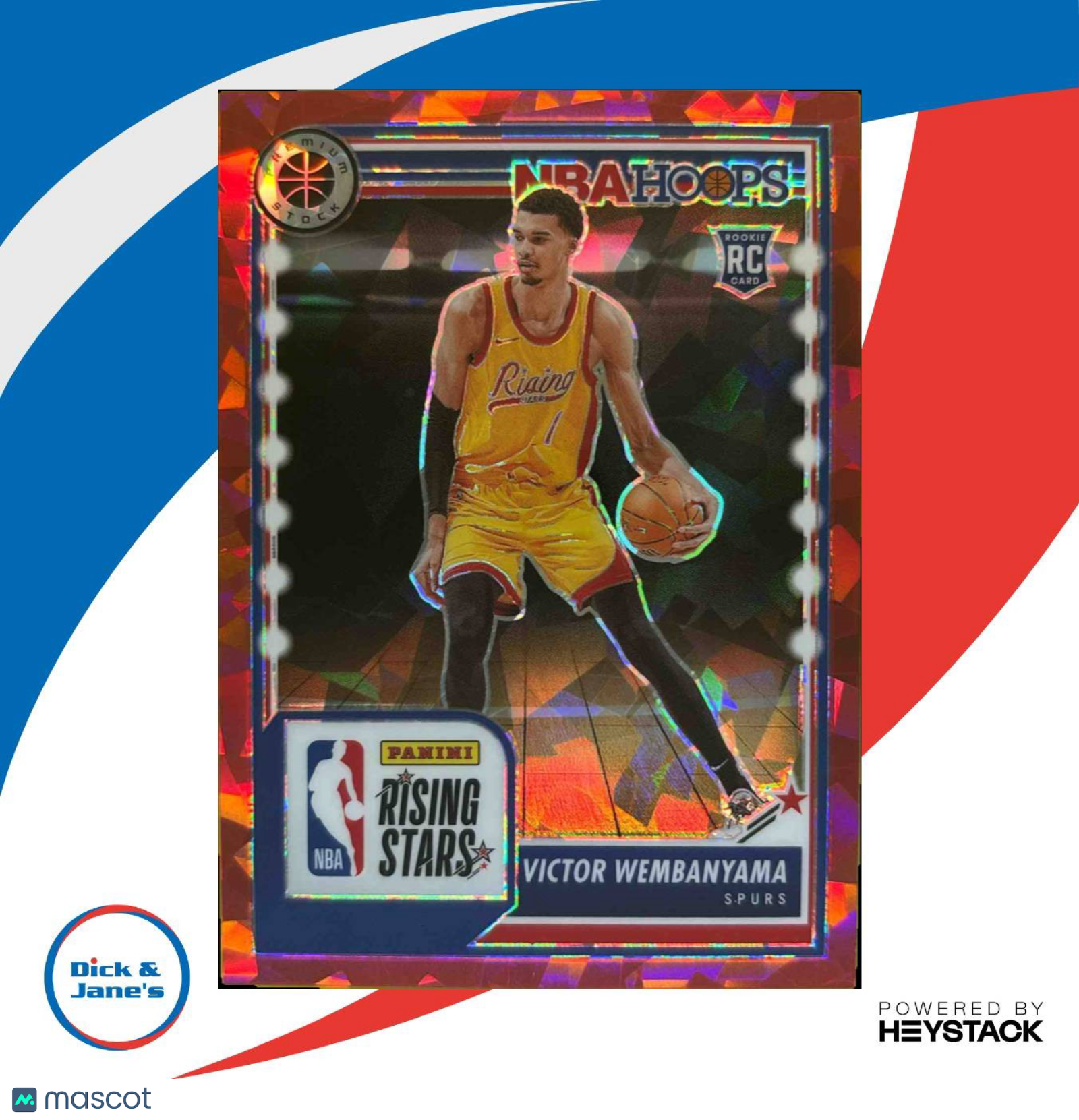 2023-24 Hoops Premium Stock Victor Wembanyama RC Rising Stars Red Ice Prizm /99