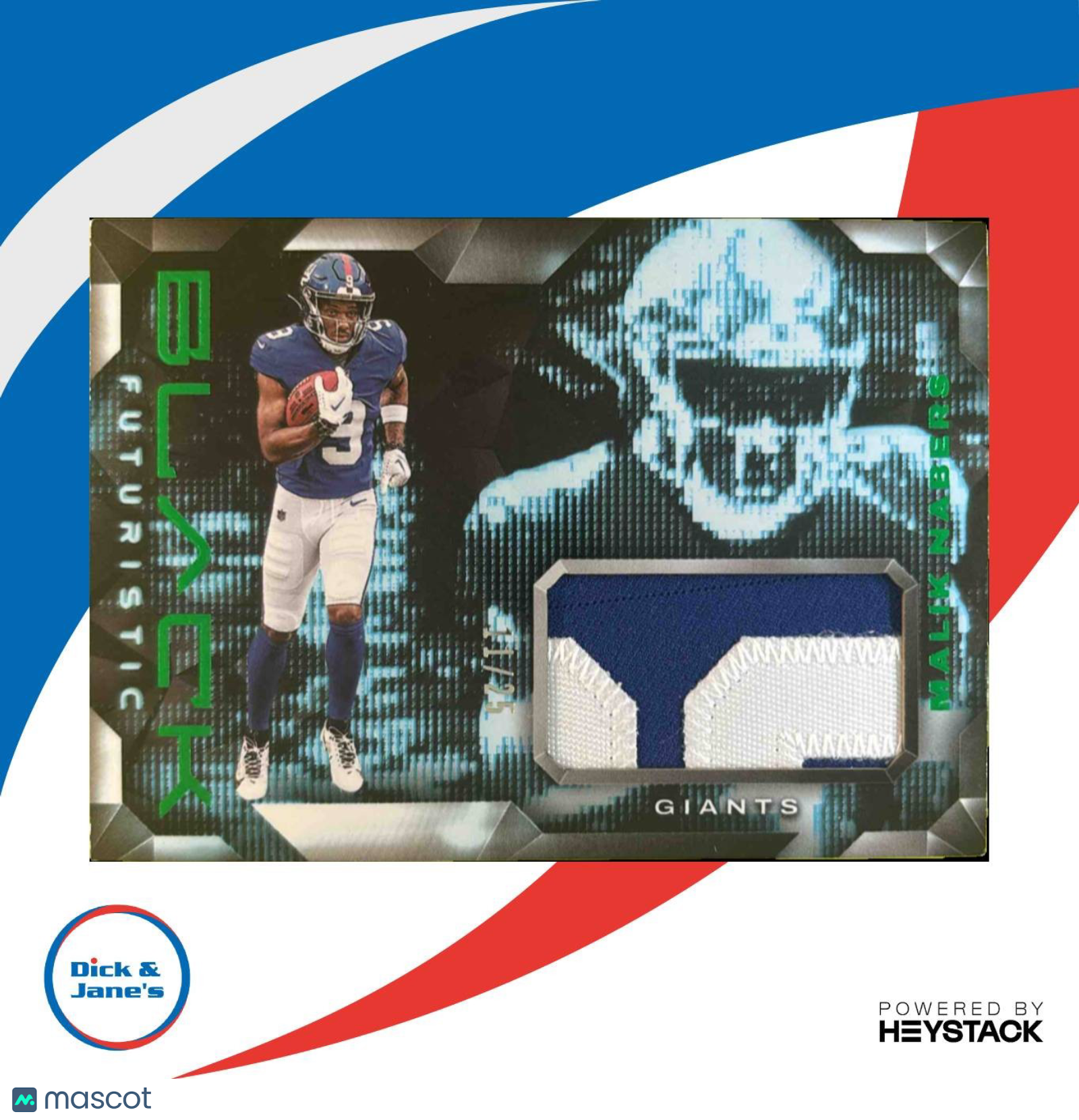 2024 Panini Black Malik Nabers Futuristic Emerald 11/25 Patch RC New York Giants
