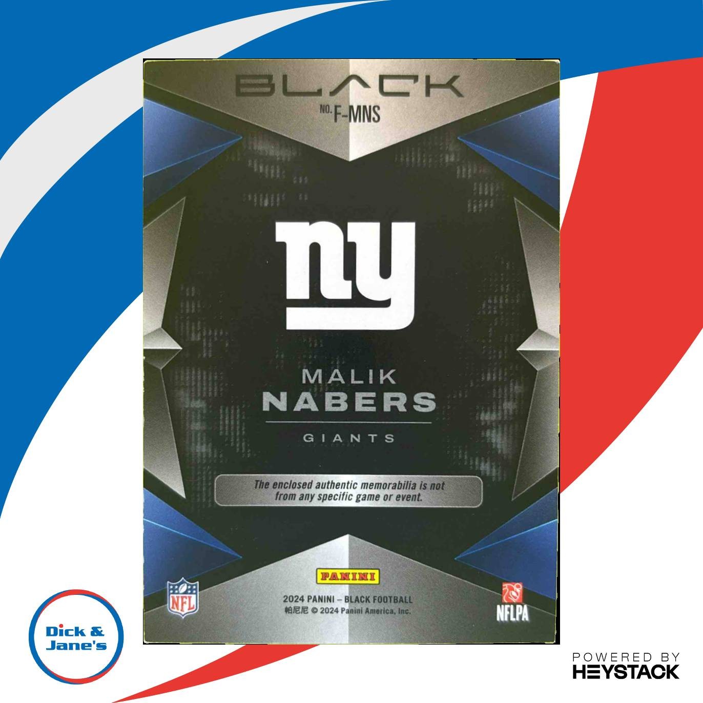 2024 Panini Black Malik Nabers Futuristic Emerald 11/25 Patch RC New York Giants