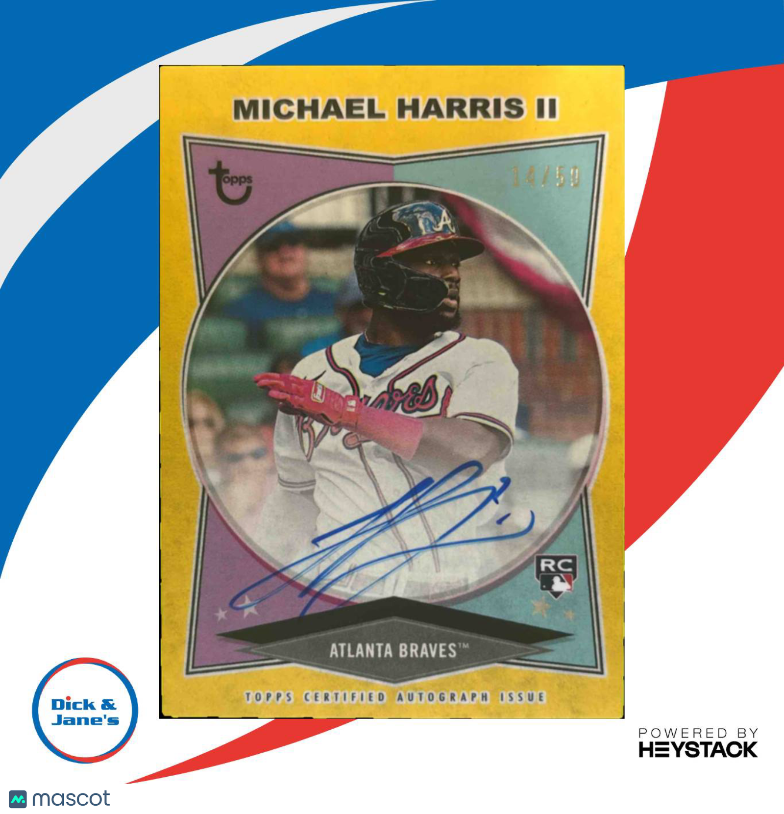 2023 Topps Brooklyn Collection Michael Harris II Auto Gold 14/50 Braves Rookie