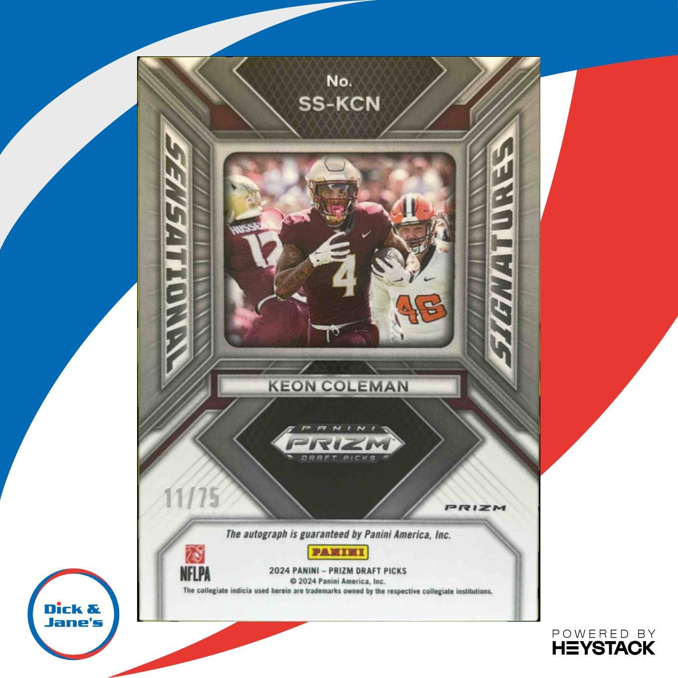 2024 Prizm Draft Picks Keon Coleman Sensational Signatures Orange Wave 11/75 FSU