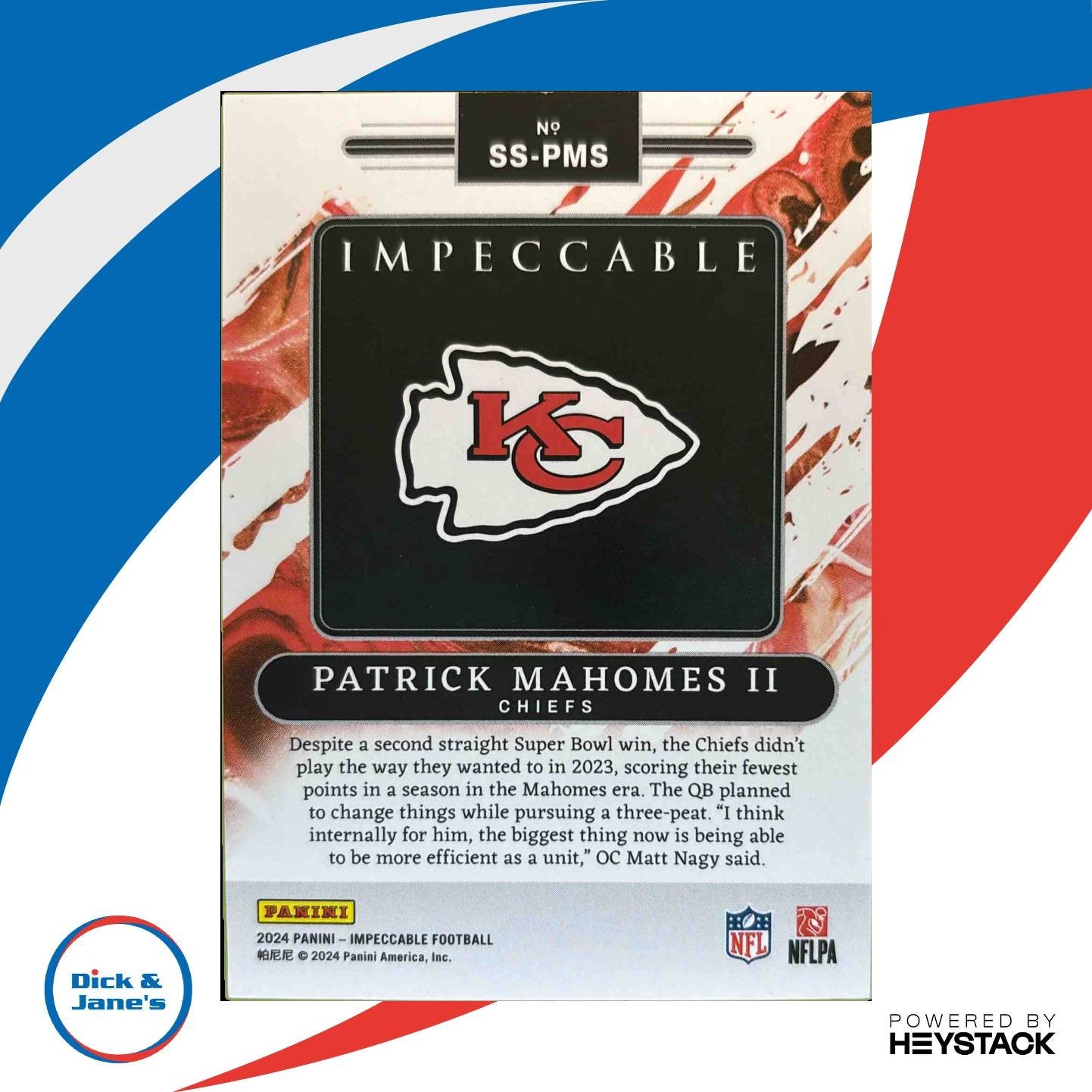 2024 Panini Impeccable Patrick Mahomes Silver NFL Shield 16/25 One Troy Ounce