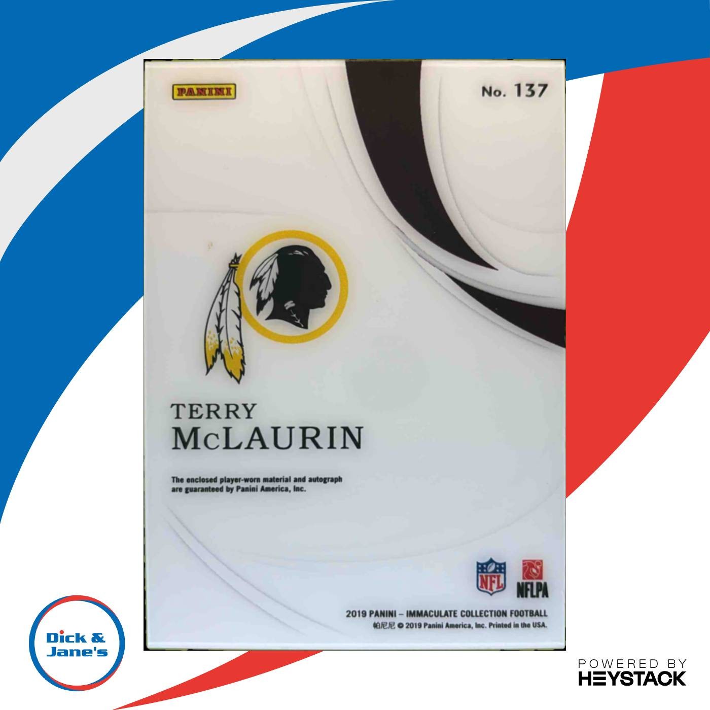 2019 Immaculate Collection Terry McLaurin Emerald 12/14 #137 Patch Auto Rookie
