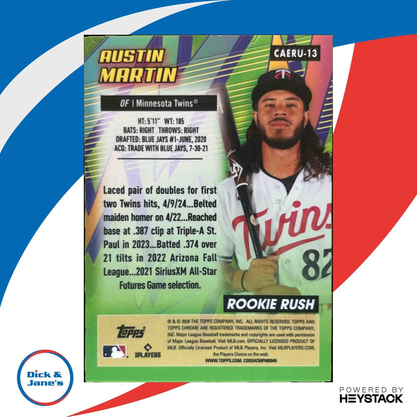 2024 Topps Chrome Update Austin Martin All-Etch Rookie Rush RC Minnesota Twins