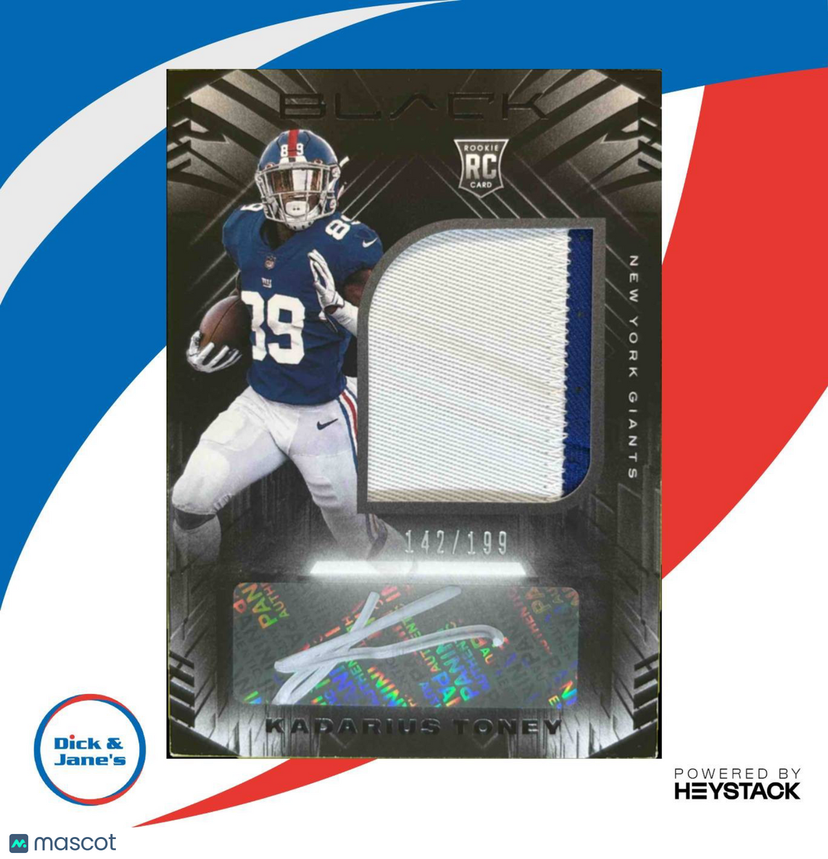 2021 Panini Black Kadarius Toney 142/199 #214 RC Auto New York Giants