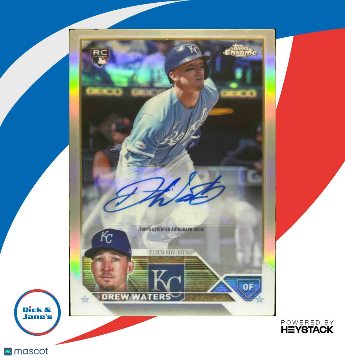 2023 Topps Chrome Update Drew Waters Auto Refractor 82/499 RC Kansas City Royals
