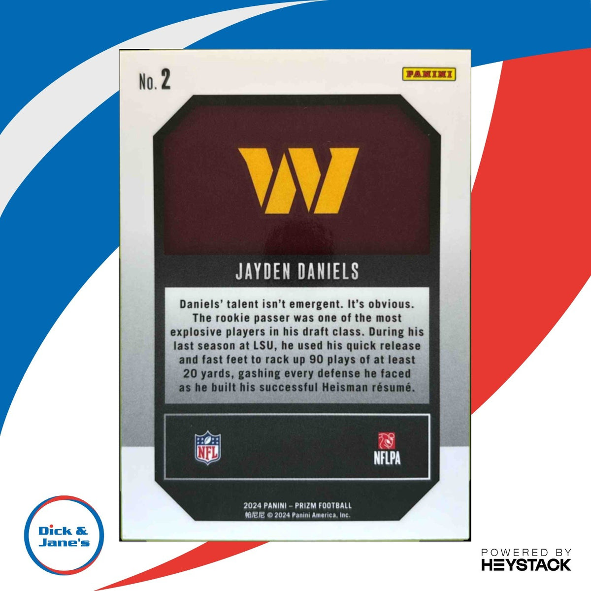 2024 Panini Prizm Jayden Daniels Emergent #2 RC Washington Commanders Rookie