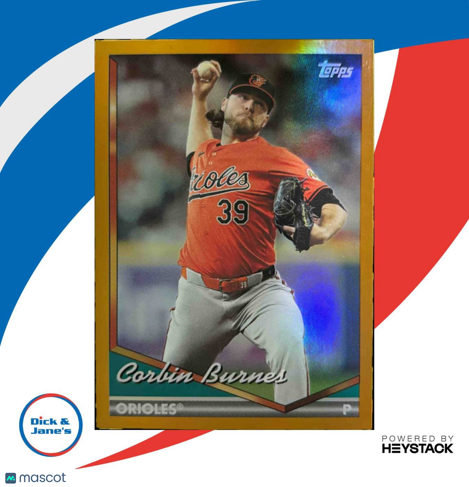 2024 Topps Archives Corbin Burnes Orange Hot Foilboard 14/15 Baltimore Orioles