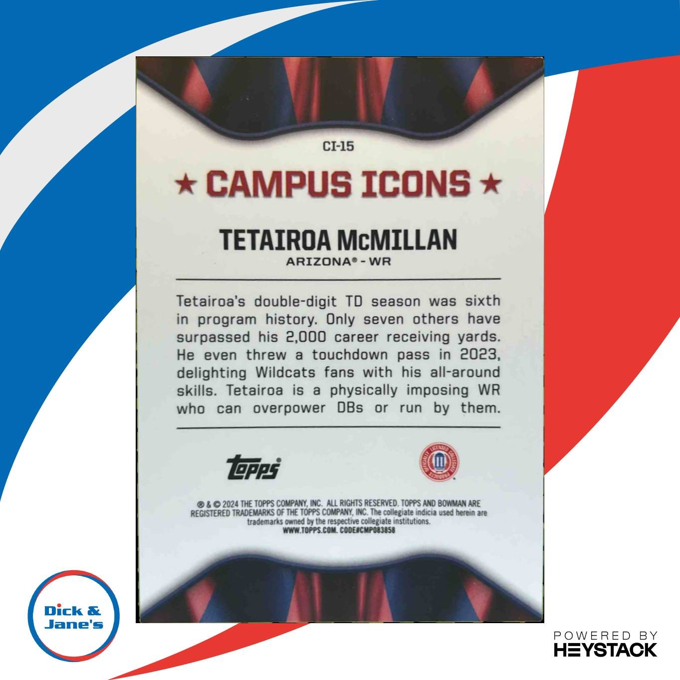 2024 Bowman Chrome University Tetairoa McMillan Campus Icons Orange Refractor/25