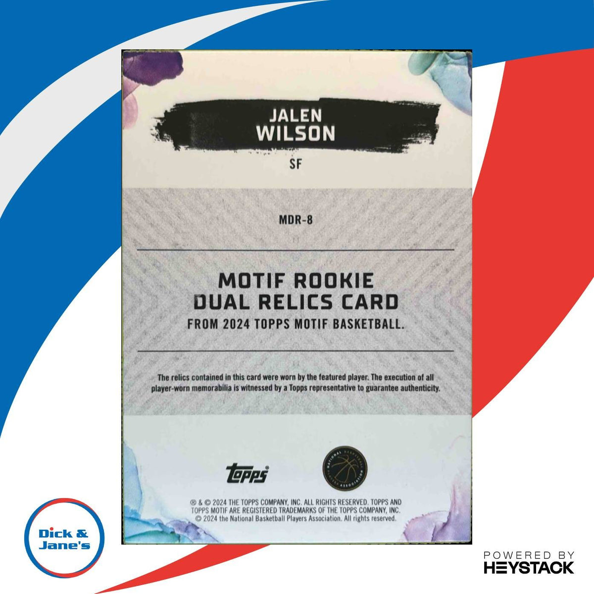2023-24 Topps Motif Jalen Wilson Rookie Dual Relics 31/49 #MDR-8 MEM RC Brooklyn